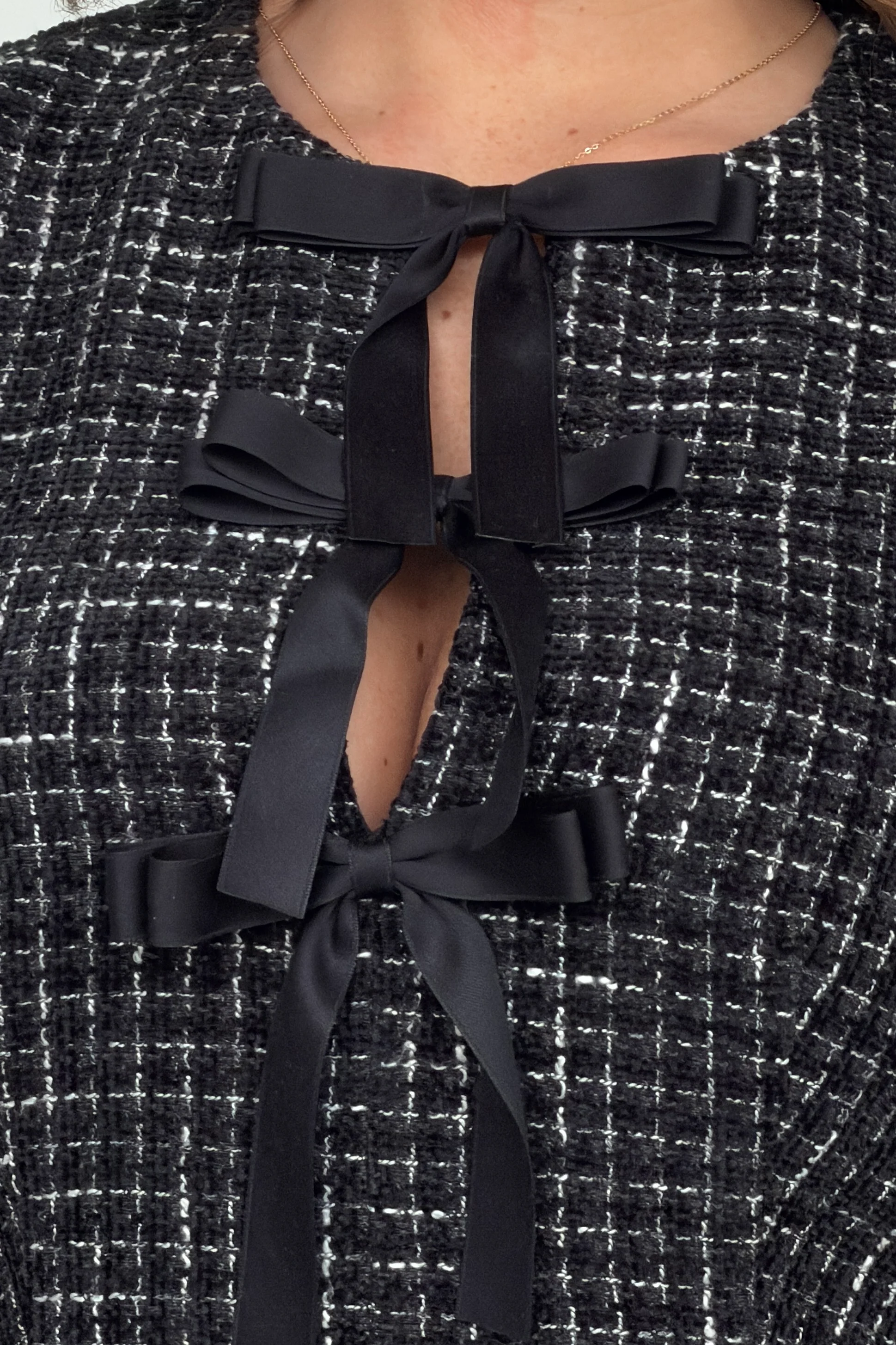 Kenza Bow Detail Mini Dress Black - Image 4