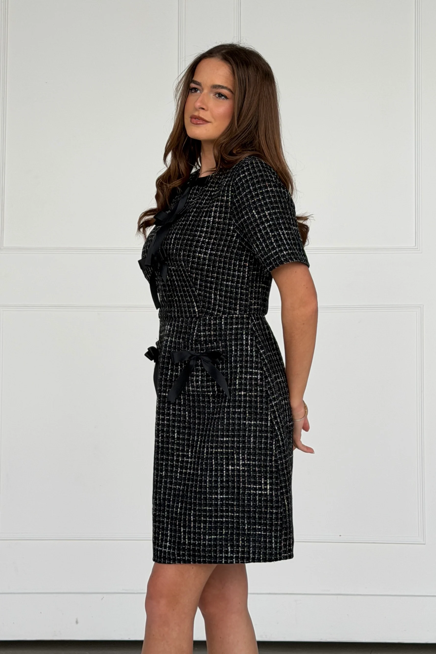 Kenza Bow Detail Mini Dress Black - Image 5