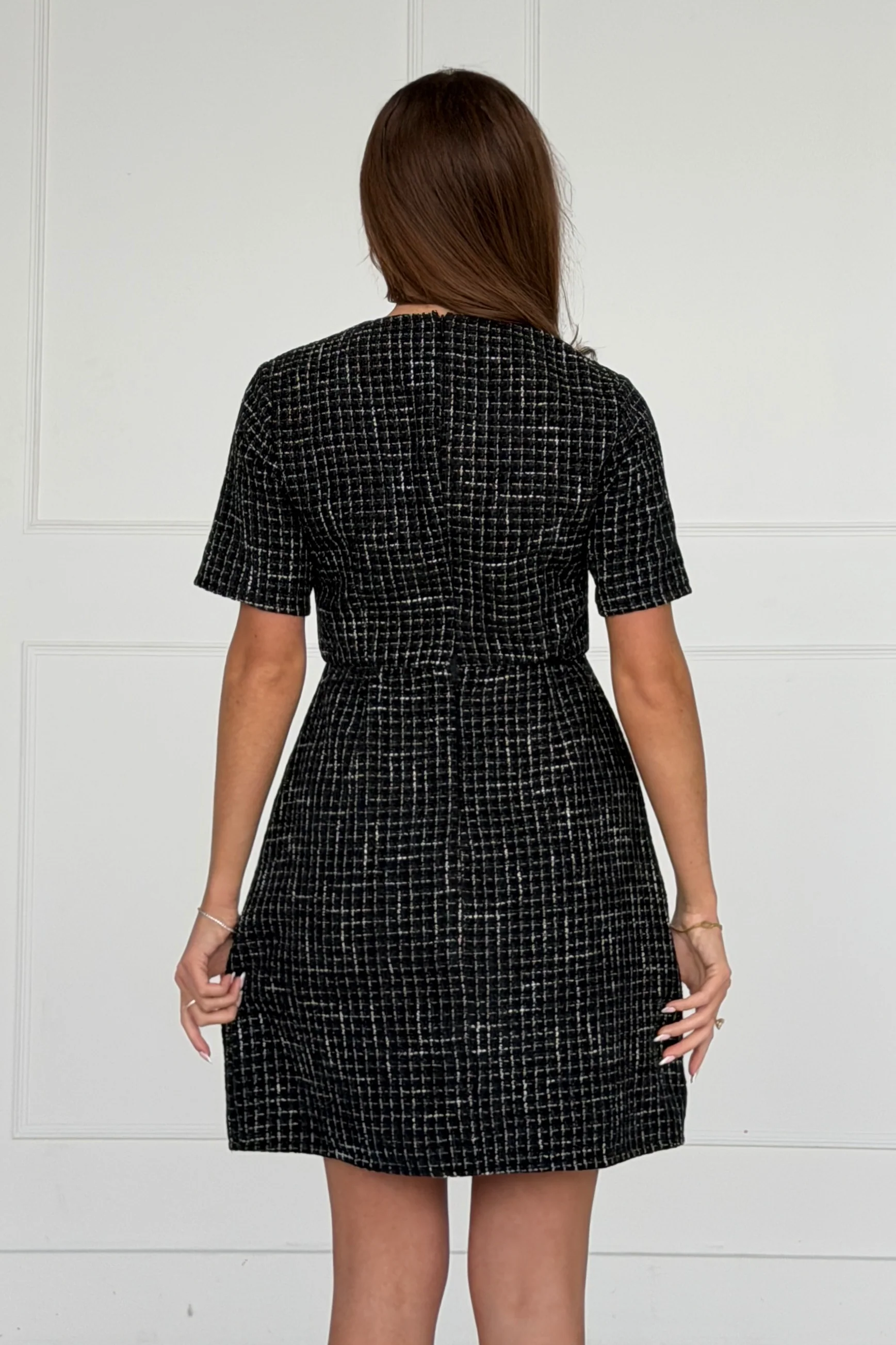Kenza Bow Detail Mini Dress Black - Image 6