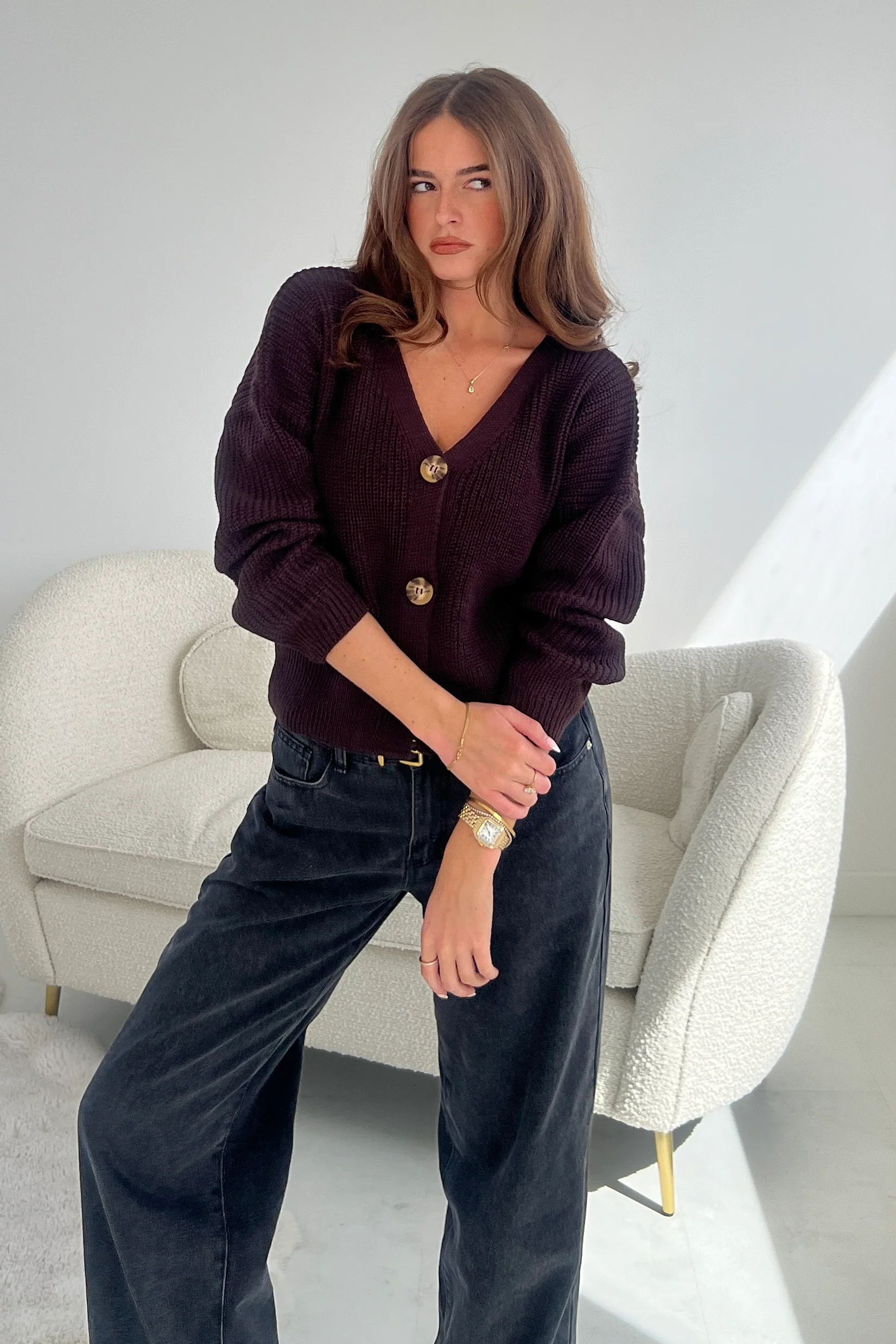 Kiera Relaxed Fit Cardigan Walnut - Image 3