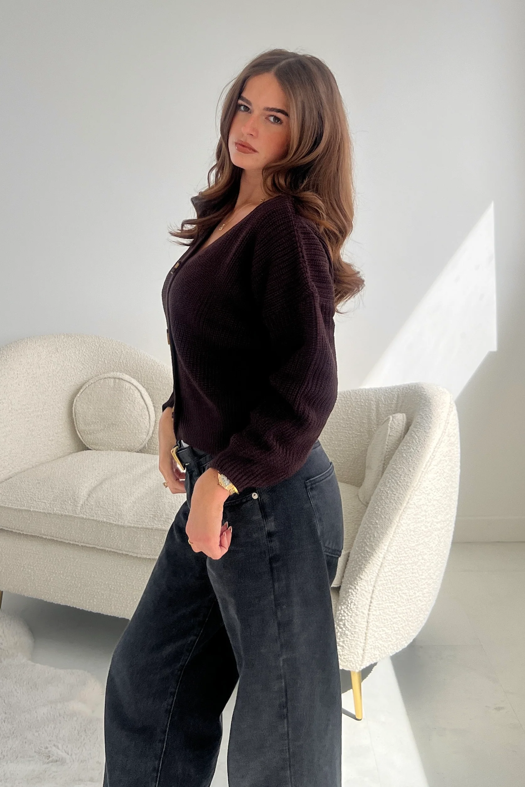 Kiera Relaxed Fit Cardigan Walnut - Image 4