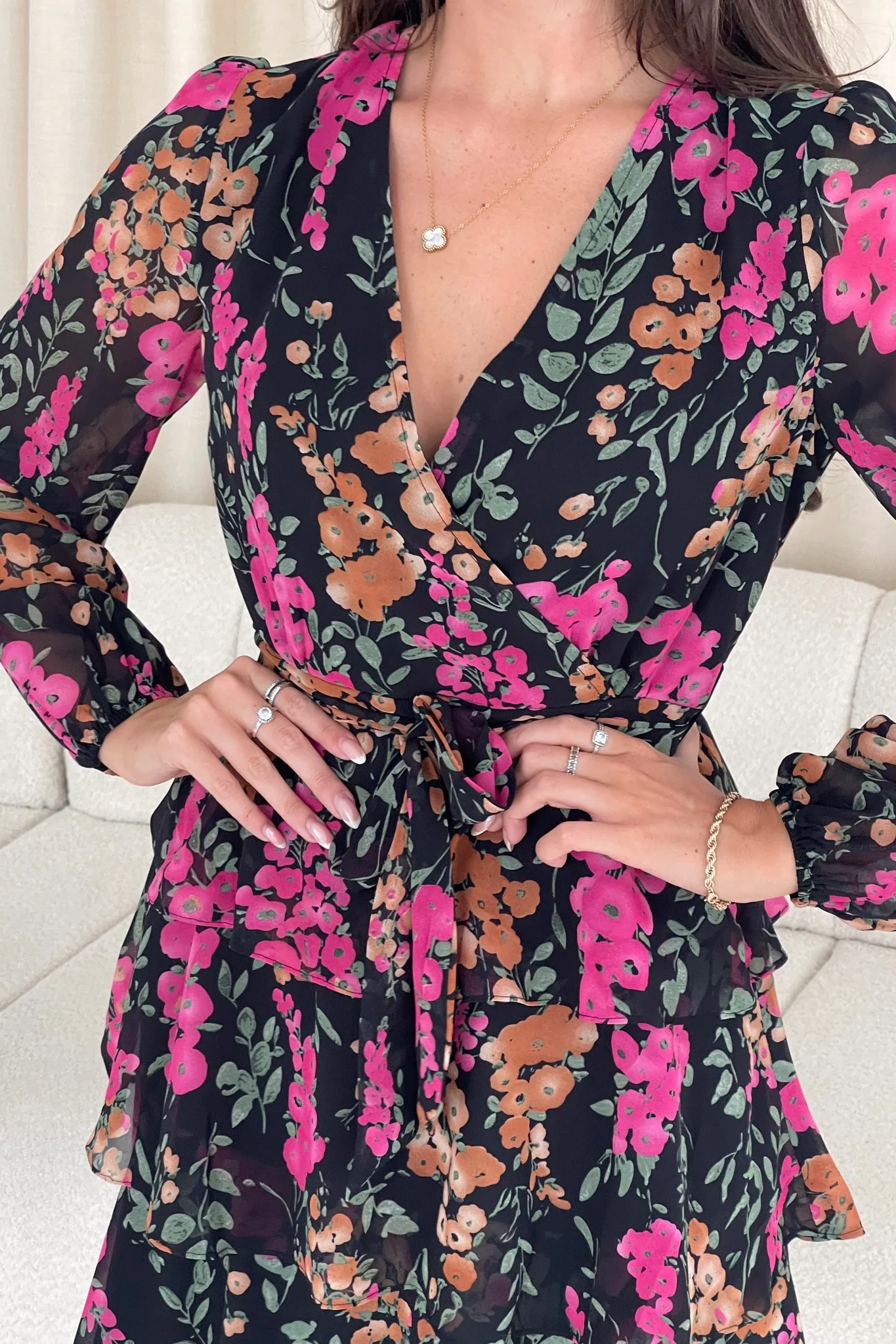 Kim Long sleeve Tiered Mini Dress - Image 2