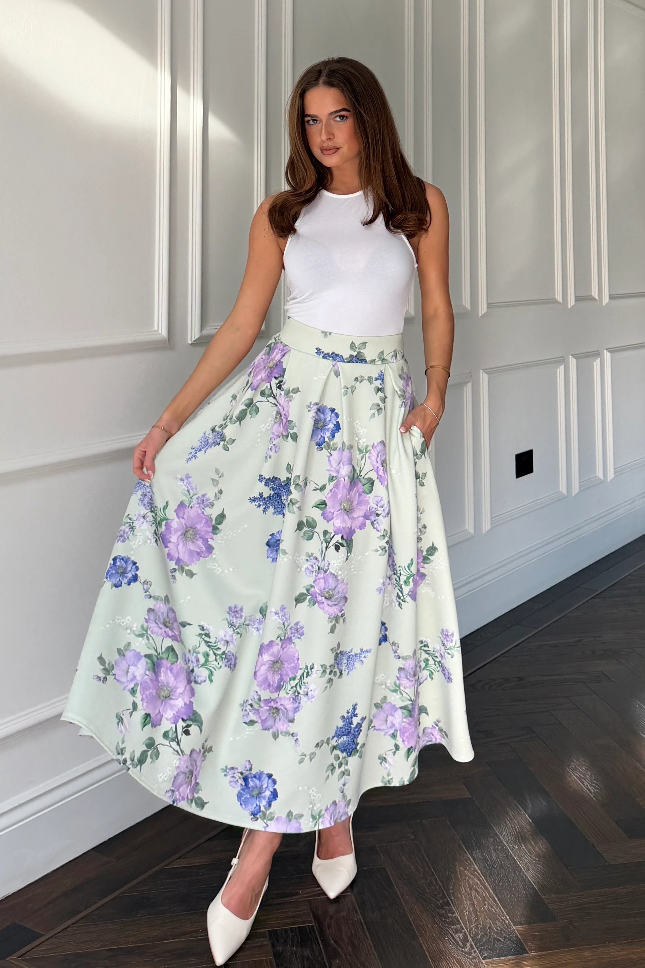 Kristen Midi Skater Skirt Green - Image 4