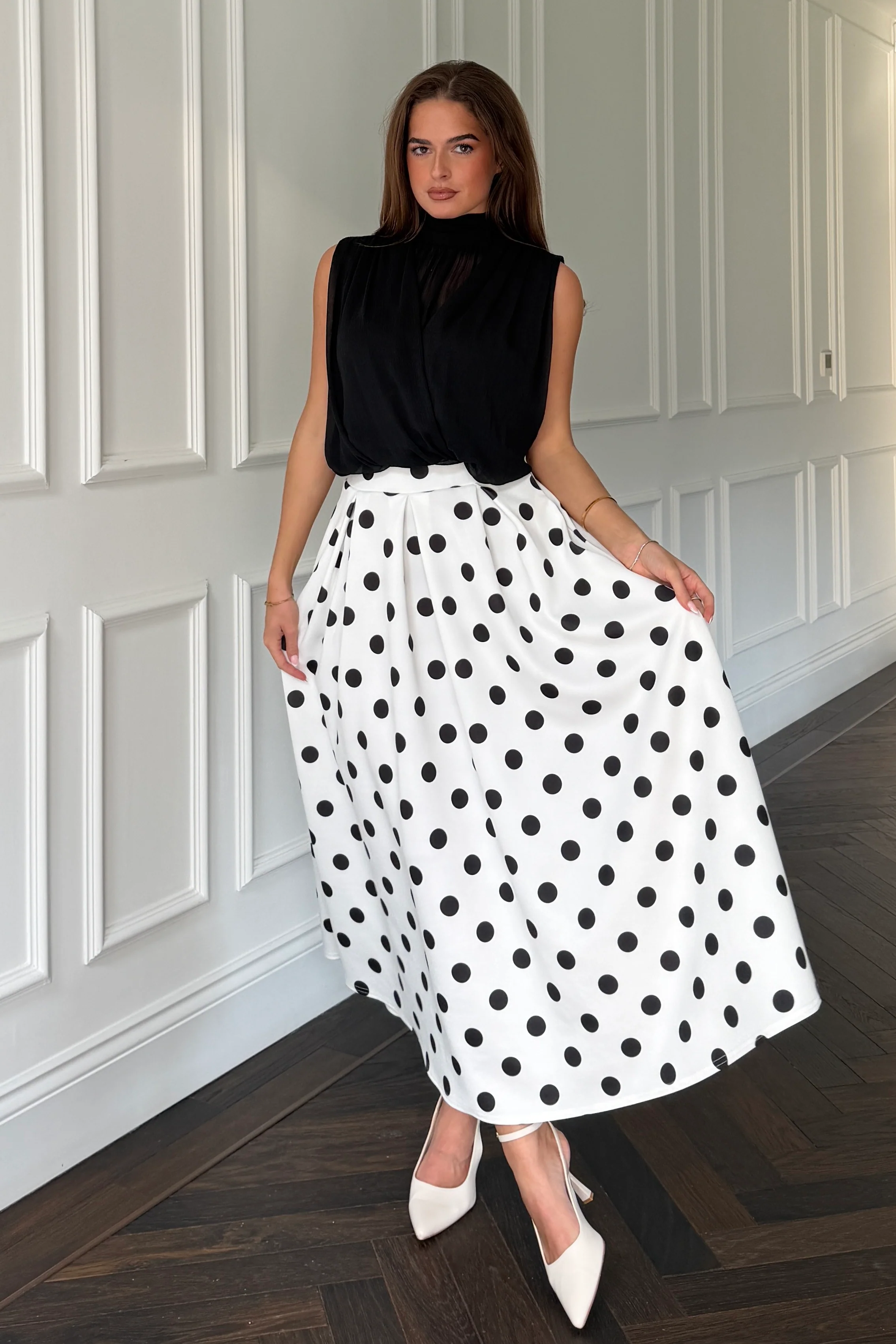 Kristen Midi Skater Skirt Polka - Image 3