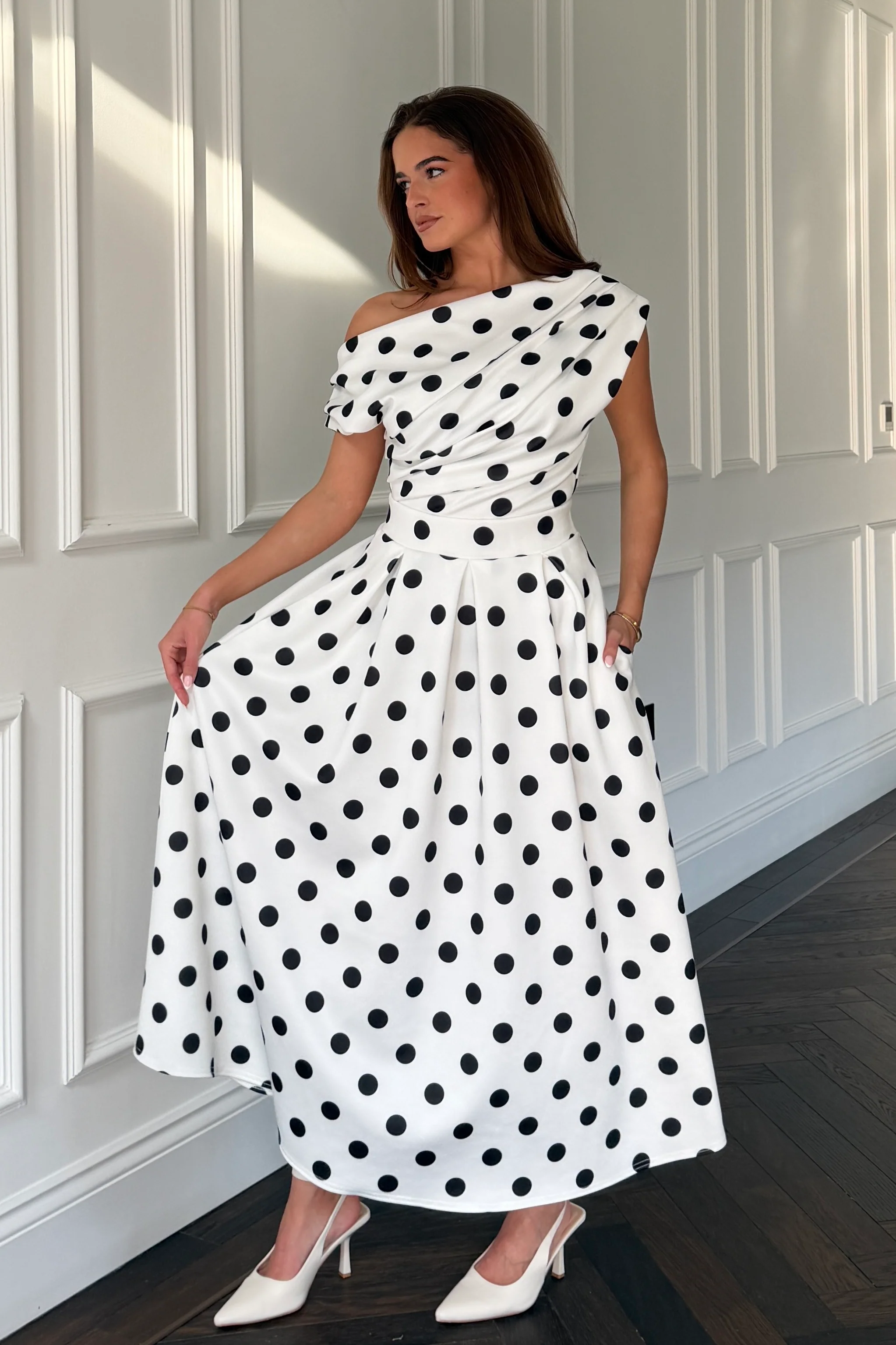 Kristen Midi Skater Skirt Polka - Image 4