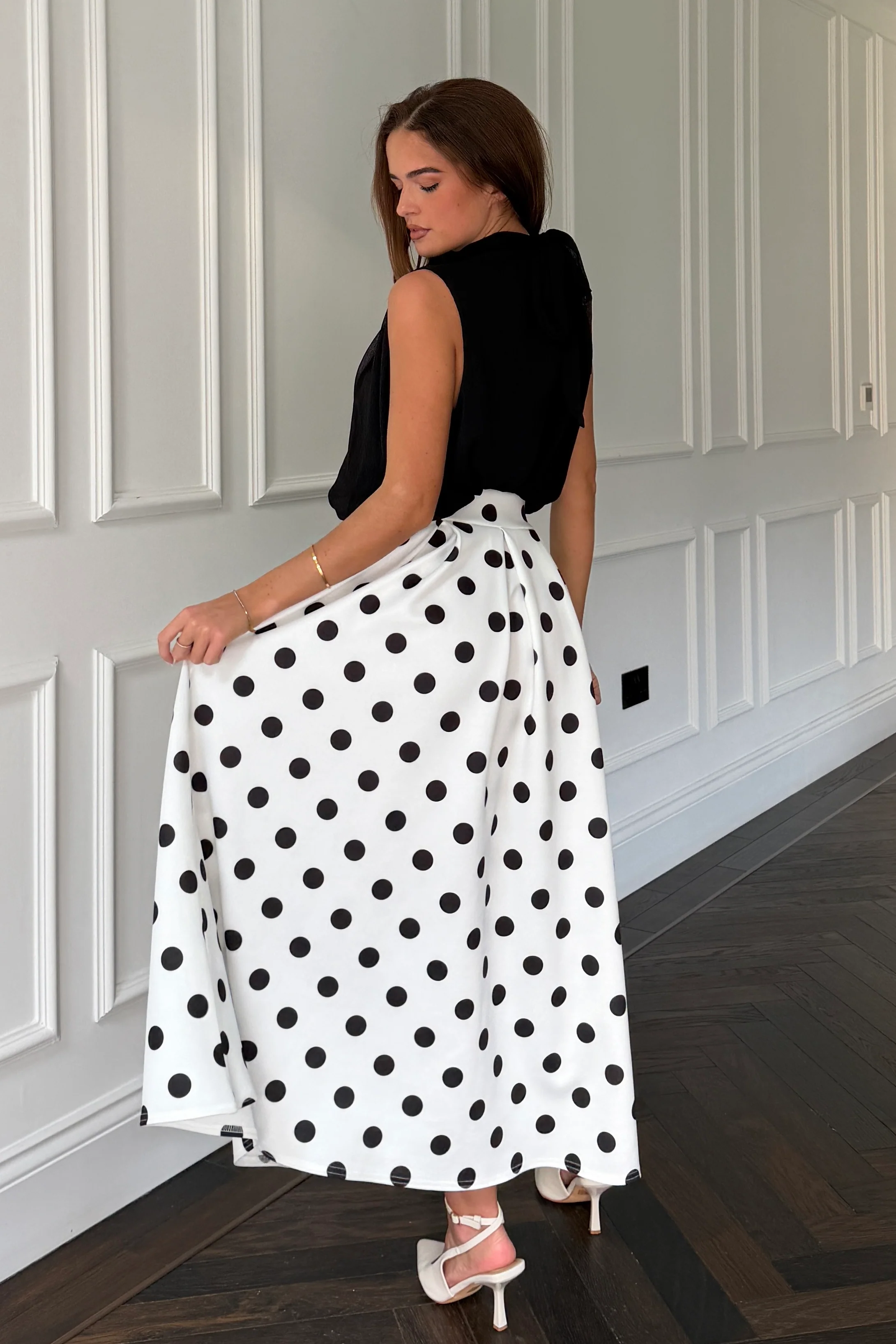 Kristen Midi Skater Skirt Polka - Image 6
