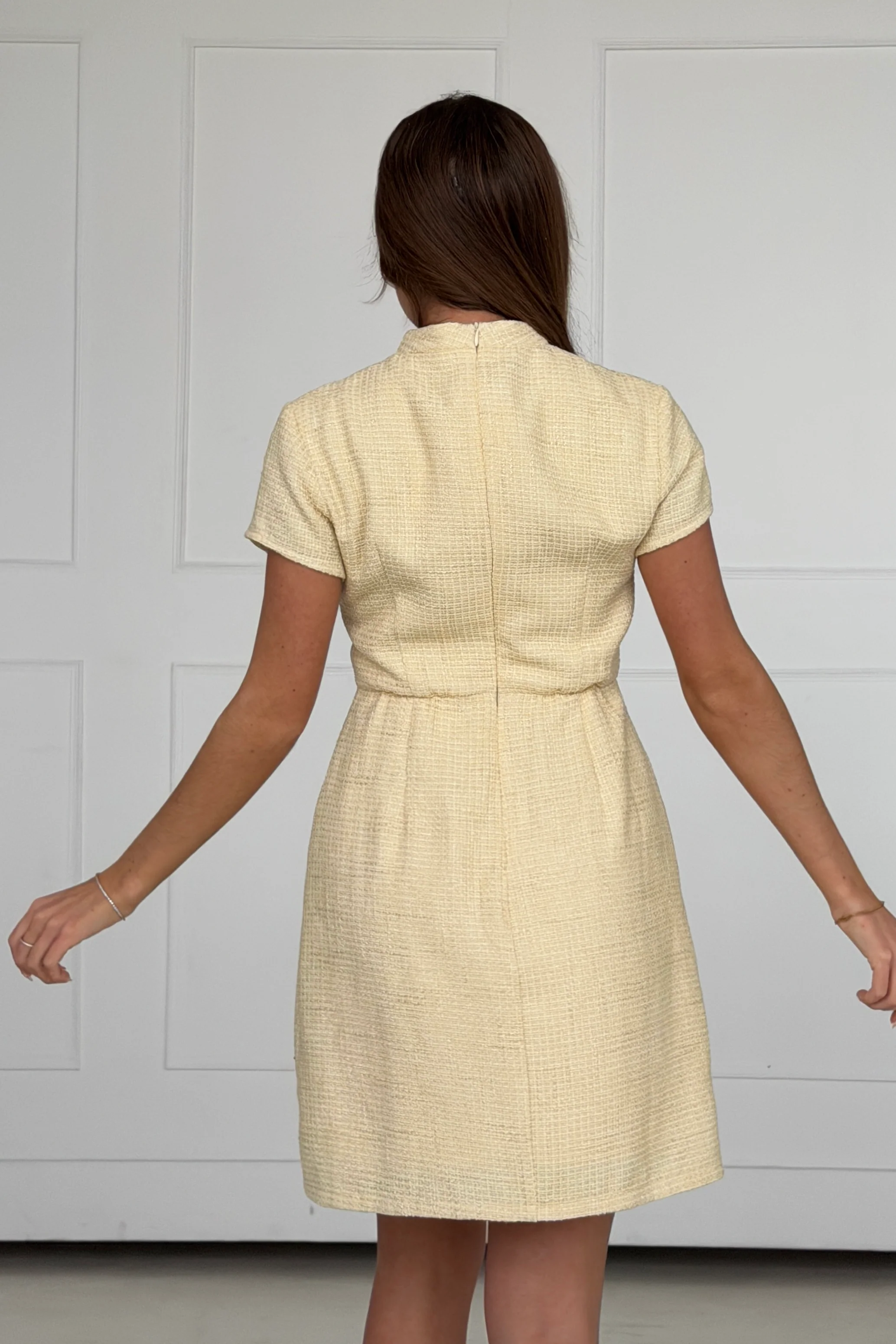 Laureen Tweed Mini Dress Yellow - Image 6