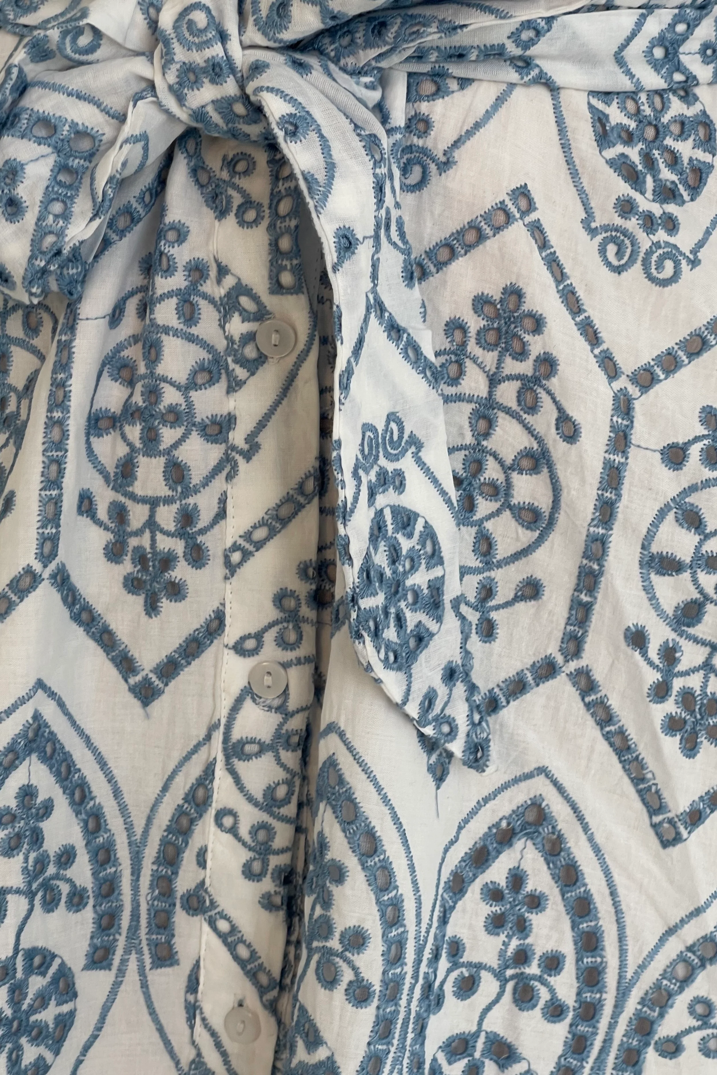 Lilia Broderie Mini Shirt Dress Blue - Image 6