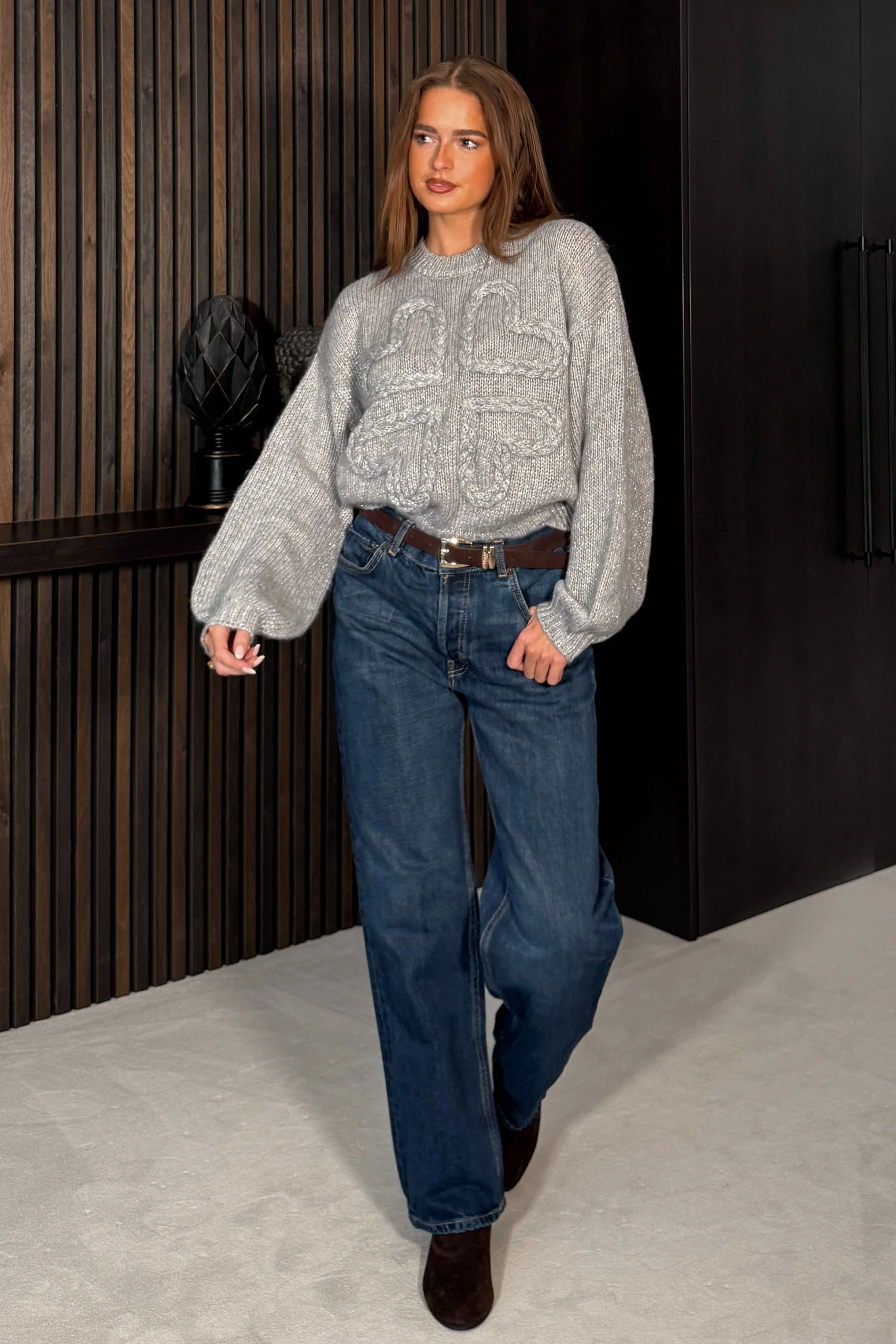 Lirael Heart Knit Jumper Grey - Image 4