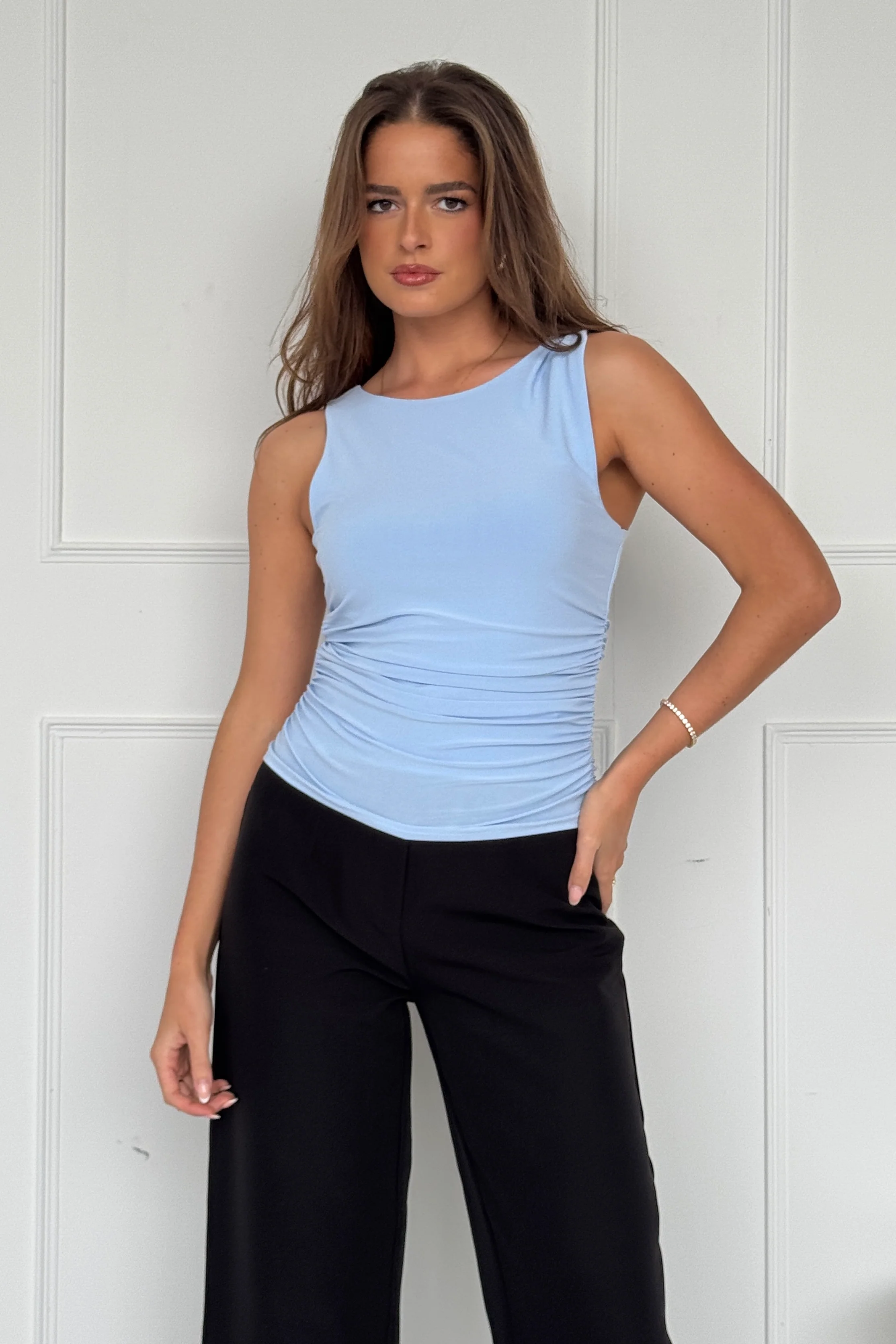 Liv Reversible Double Layered Twist Detail Tank Top Sky - Image 4