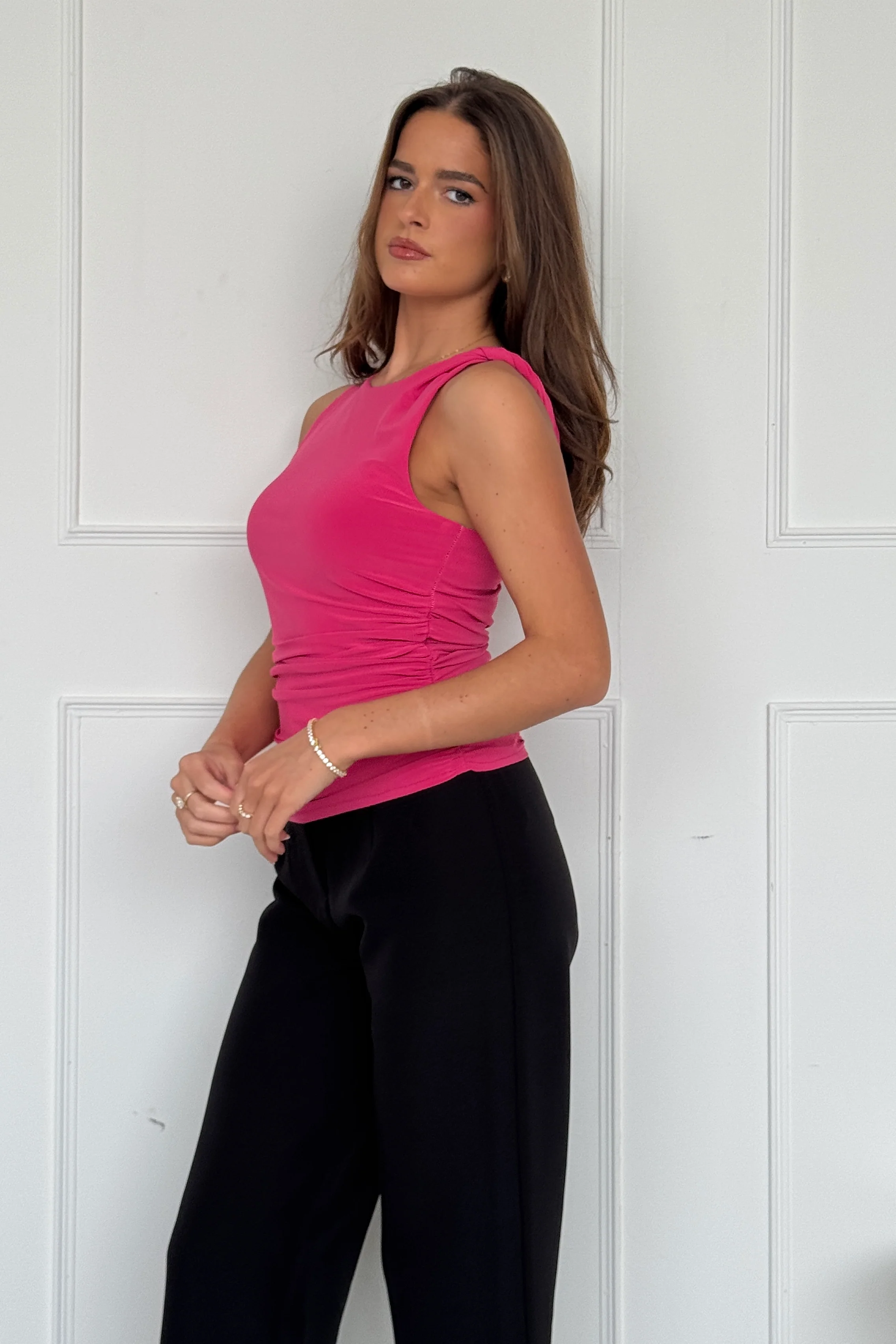 Liv Reversible Double Layered Twist Detail Tank Top Cerise - Image 3
