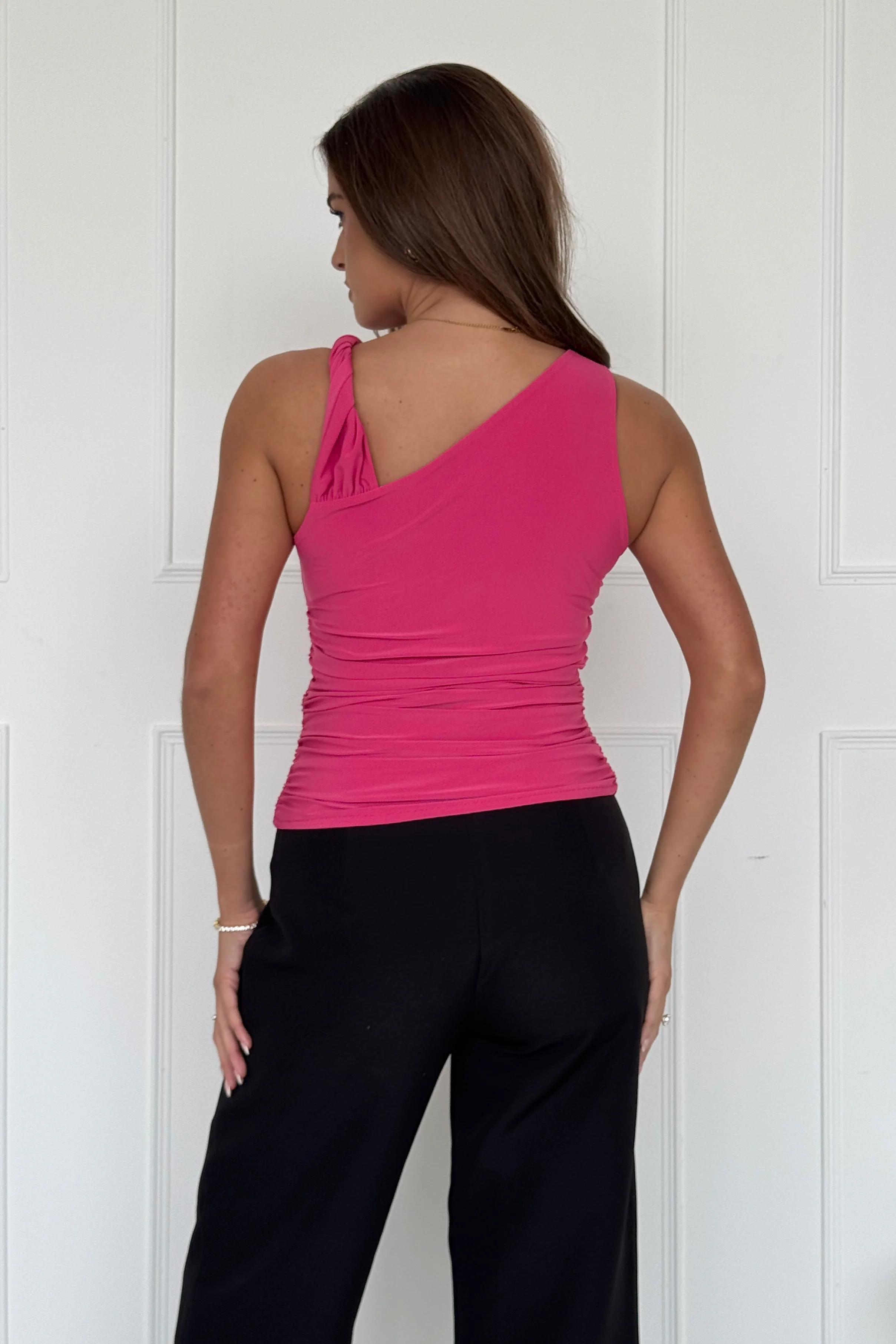 Liv Reversible Double Layered Twist Detail Tank Top Cerise - Image 5