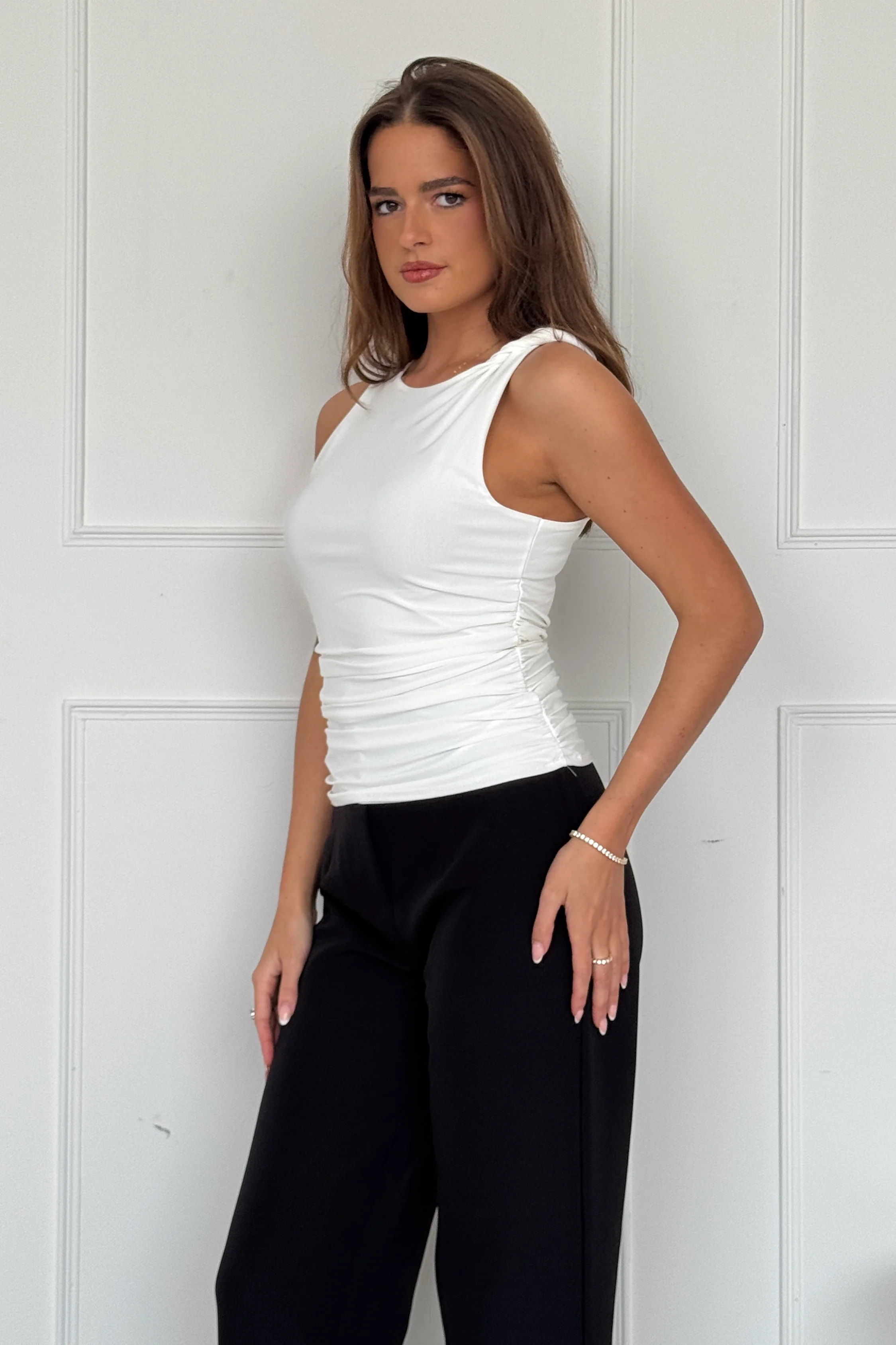 Liv Reversible Double Layered Twist Detail Tank Top Cream - Image 3