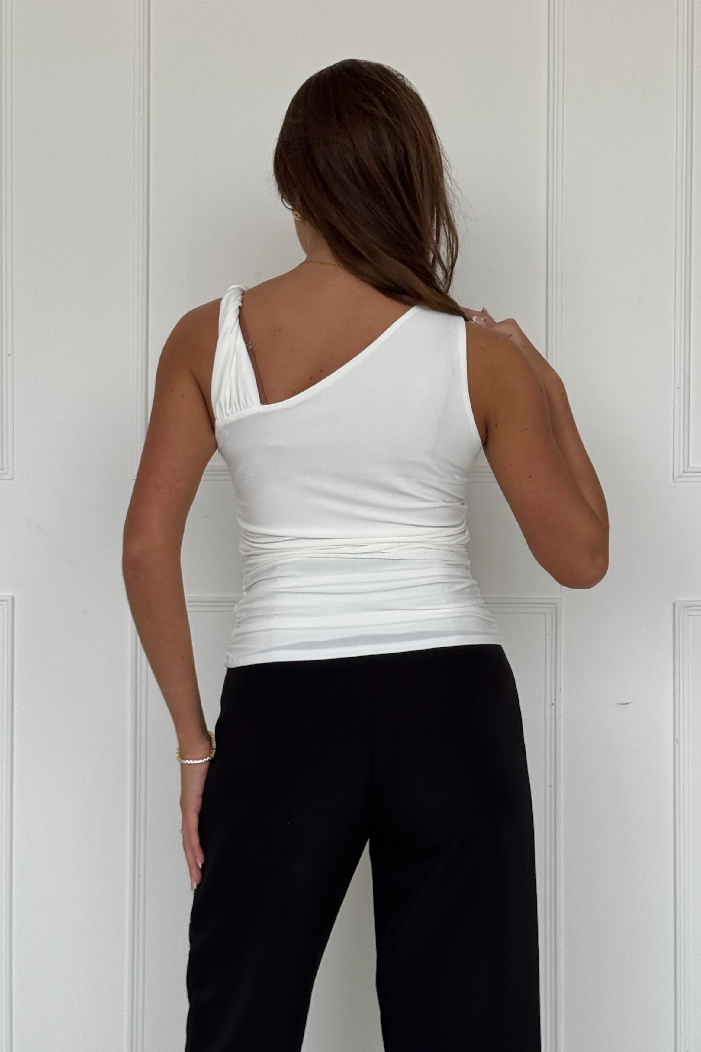 Liv Reversible Double Layered Twist Detail Tank Top Cream - Image 5