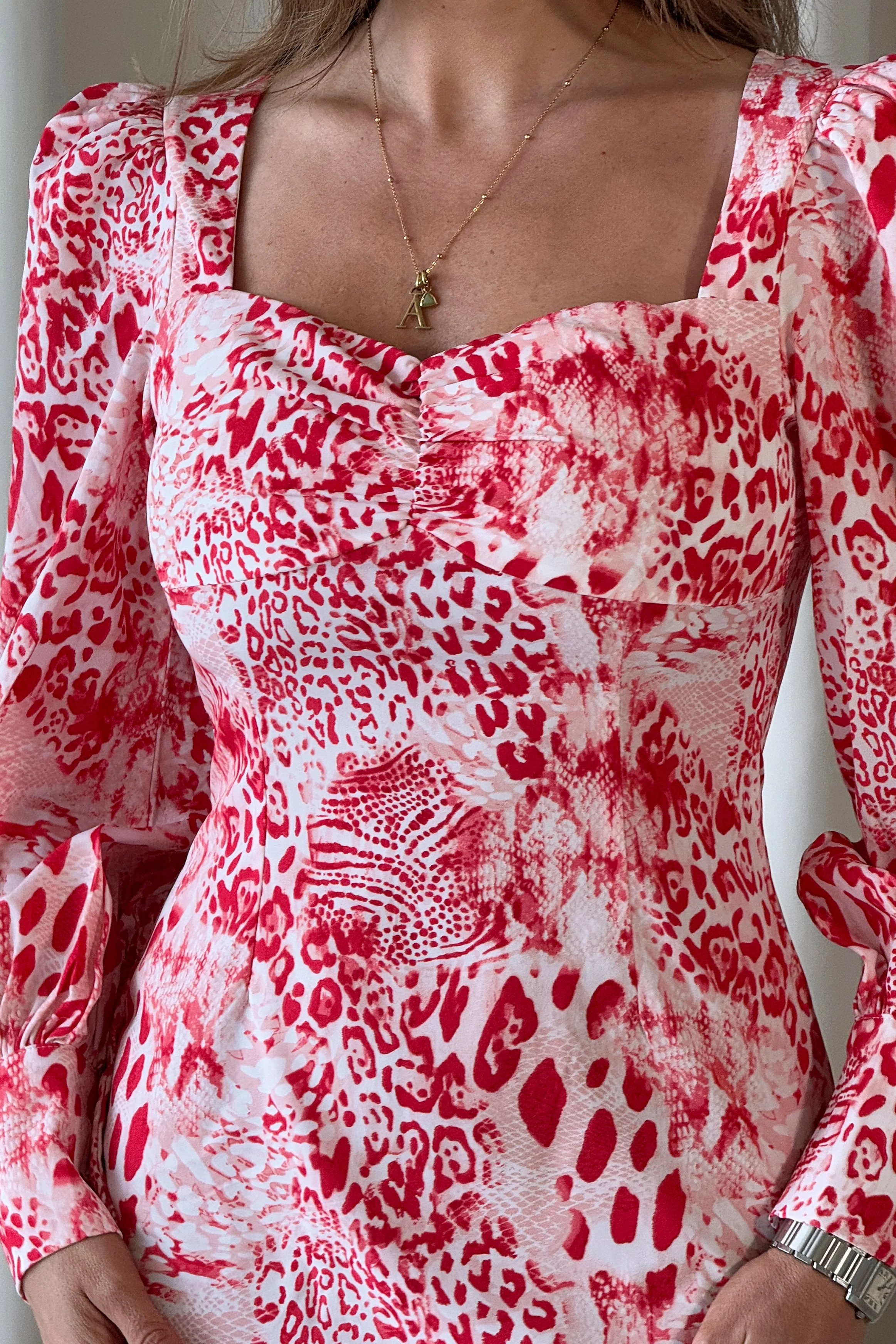 Loraine Long Sleeves Mini Dress Red - Image 3