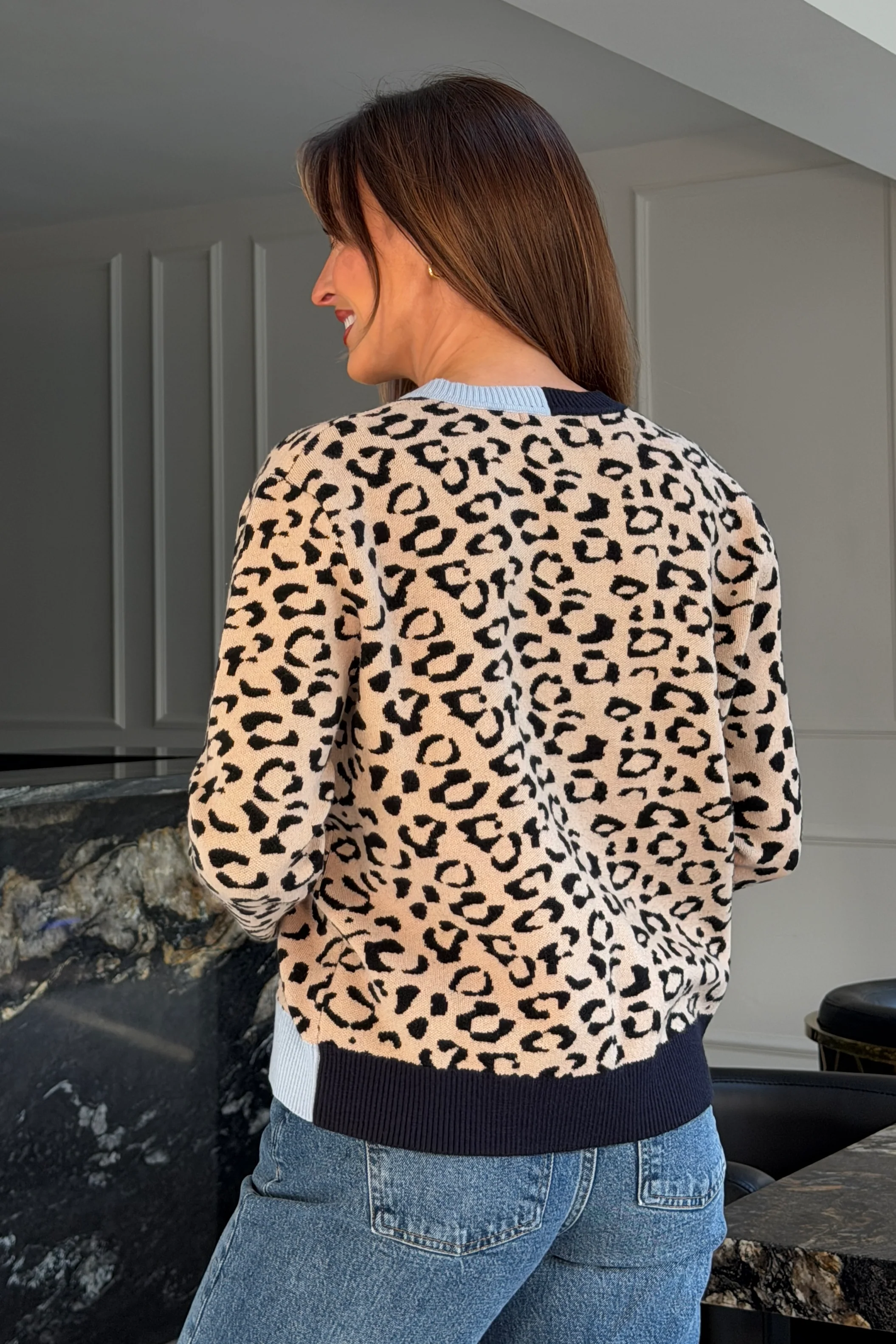Loretta Leopard Contrast Cuff Cardigan - Image 6