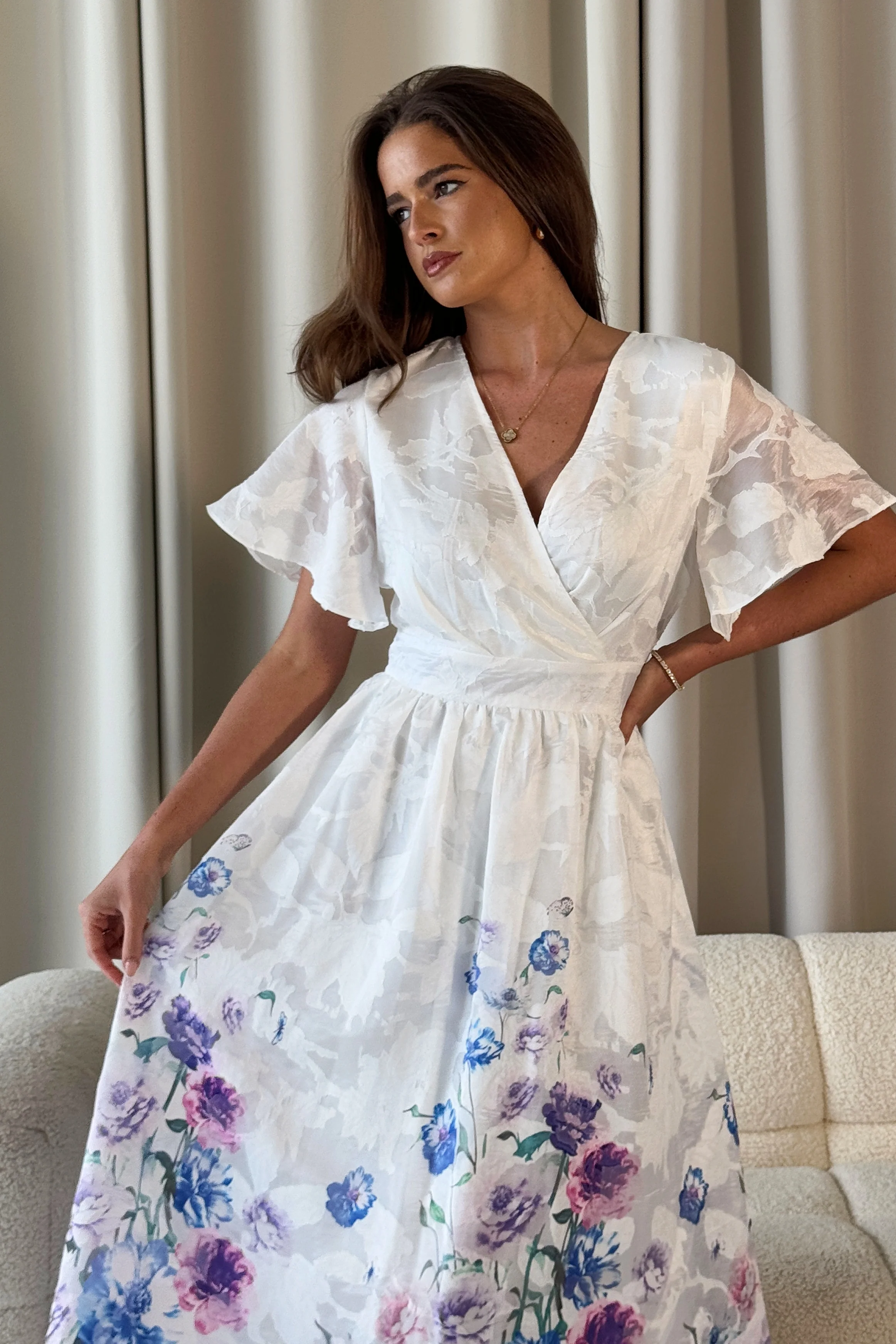 Lucy Printed Burnout Midi Dress - Image 2