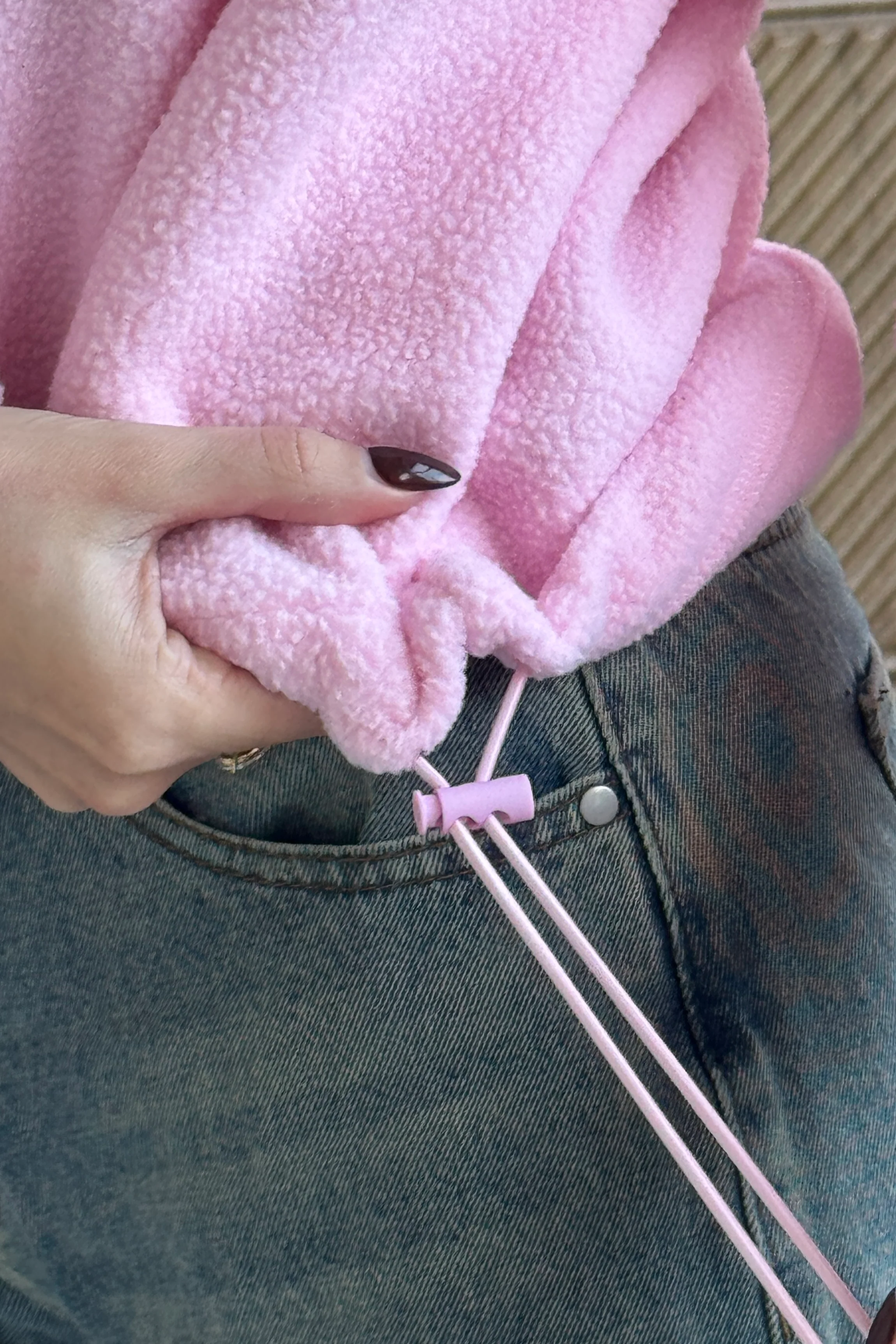 Lulu Contrast Binding 1/4  Zip Fleece Pink - Image 4