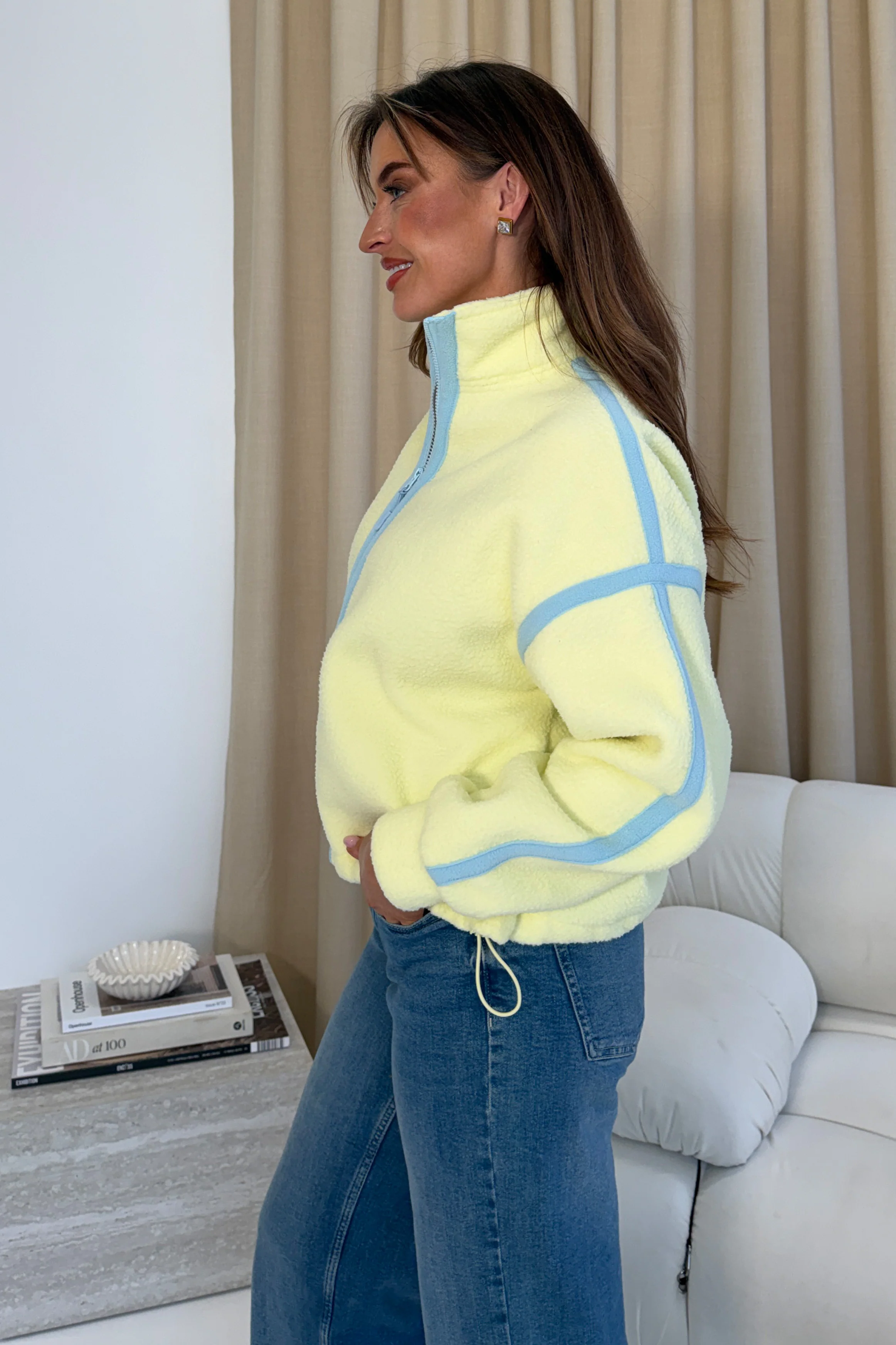 Lulu Contrast Binding Full Zip Fleece Lime - Image 4