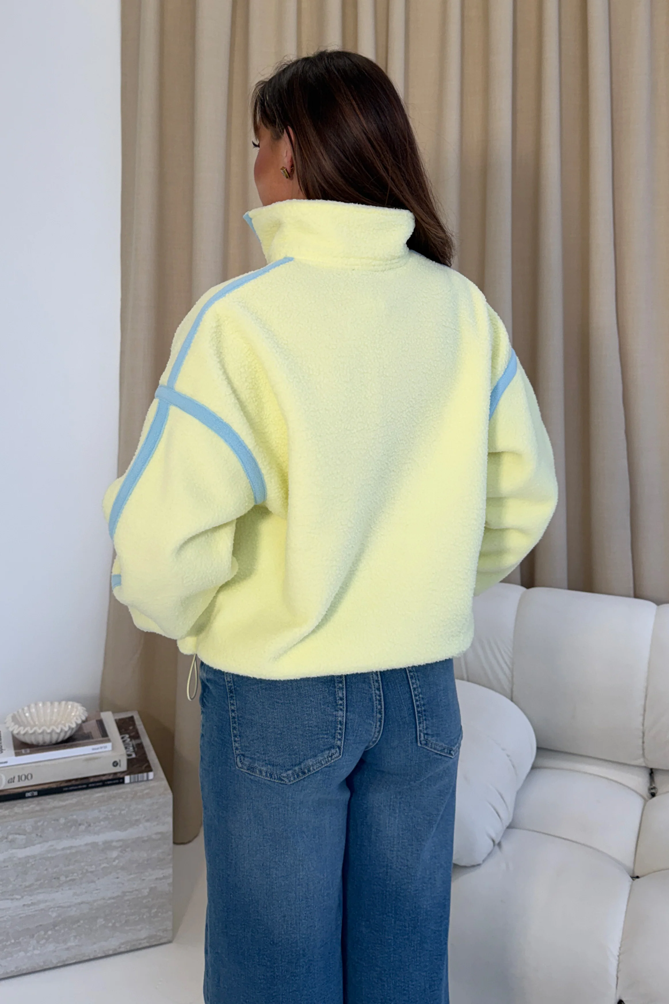 Lulu Contrast Binding Full Zip Fleece Lime - Image 5