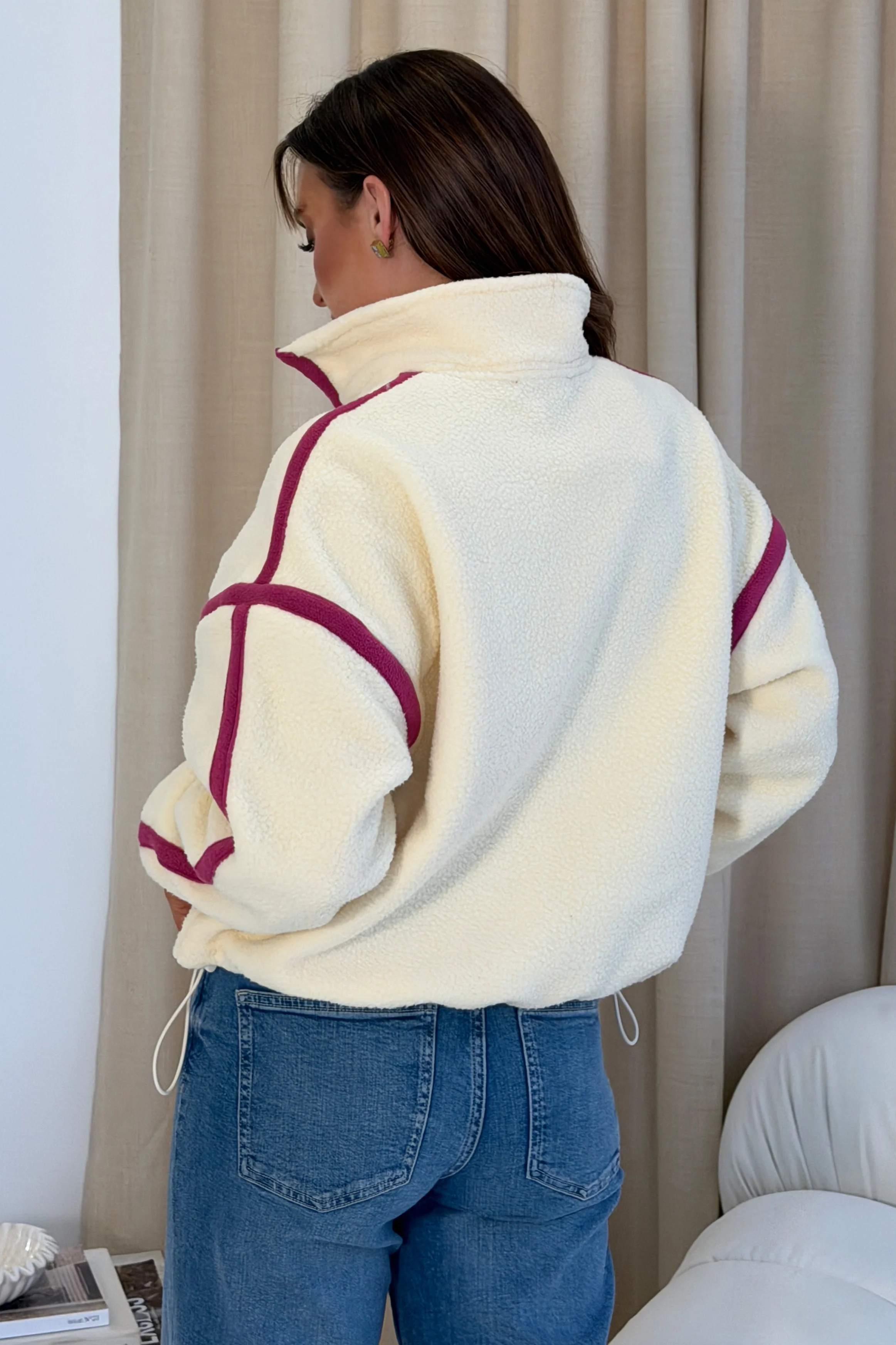 Lulu Contrast Binding Full Zip Fleece Butter - Image 5