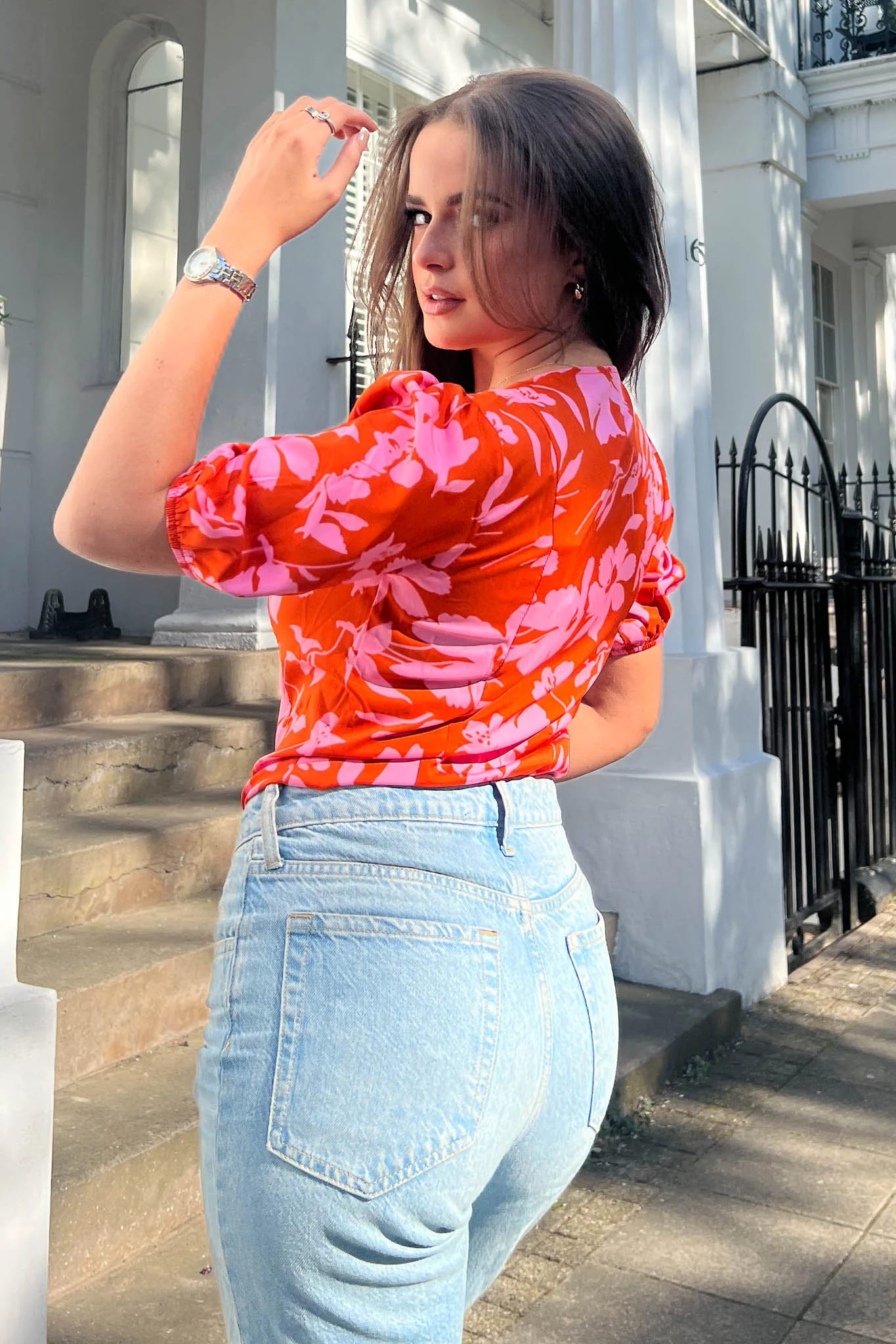 Mabel Orange & Pink Floral Blouse - Image 5