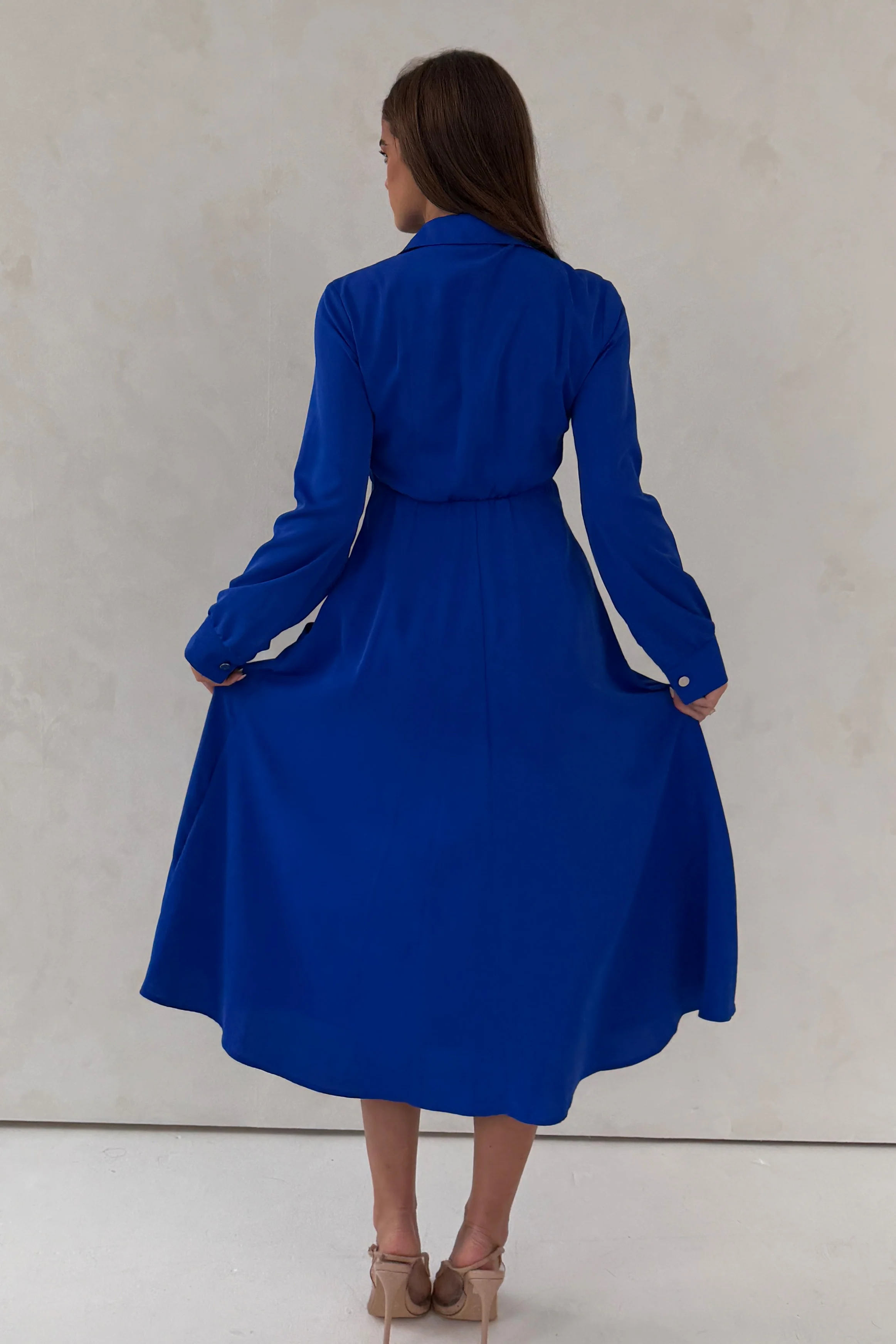 Marilyn Asymmetric Button Detail Midi dress Cobalt - Image 7