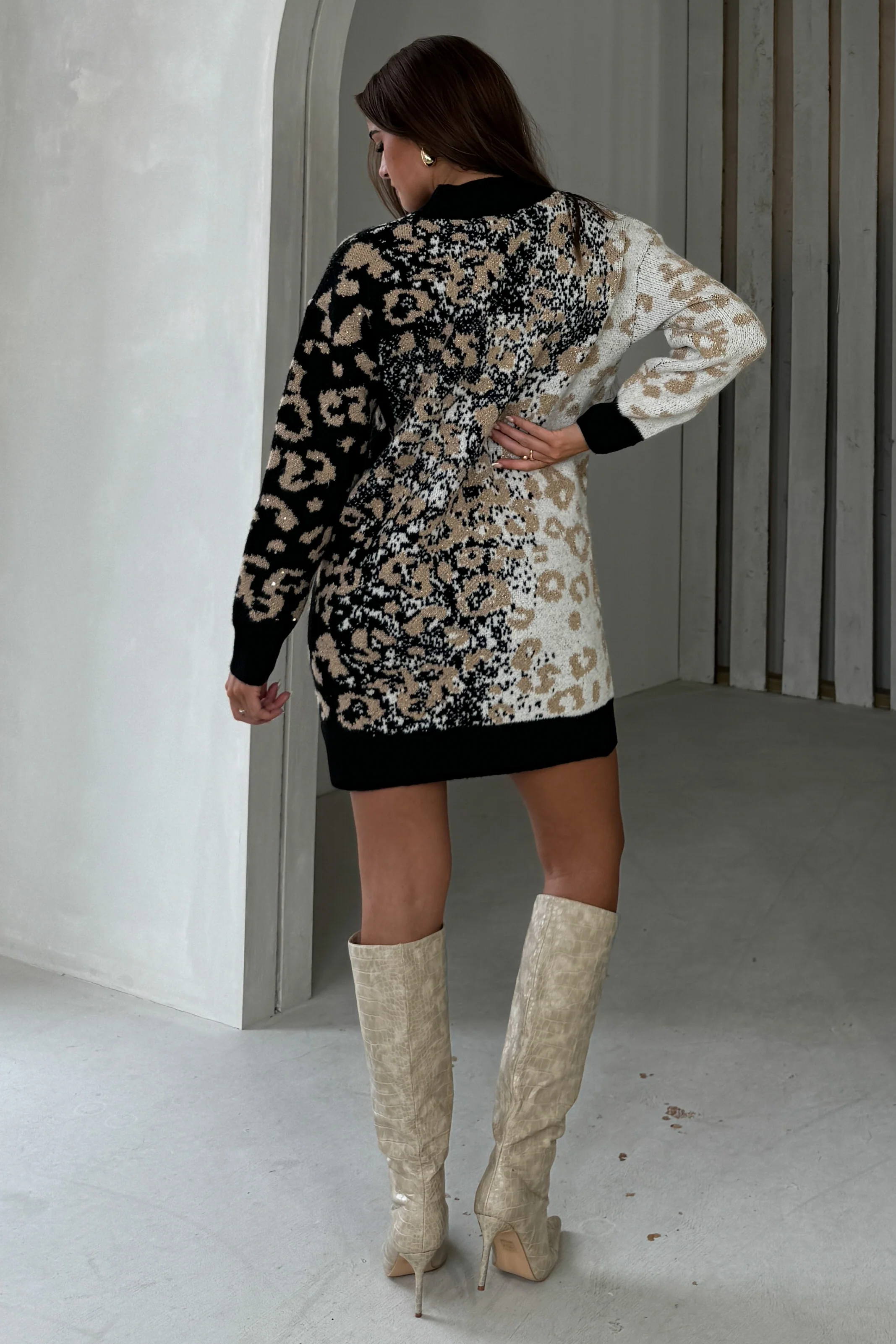 Mavis Black Leopard Jumper Dress - Image 5