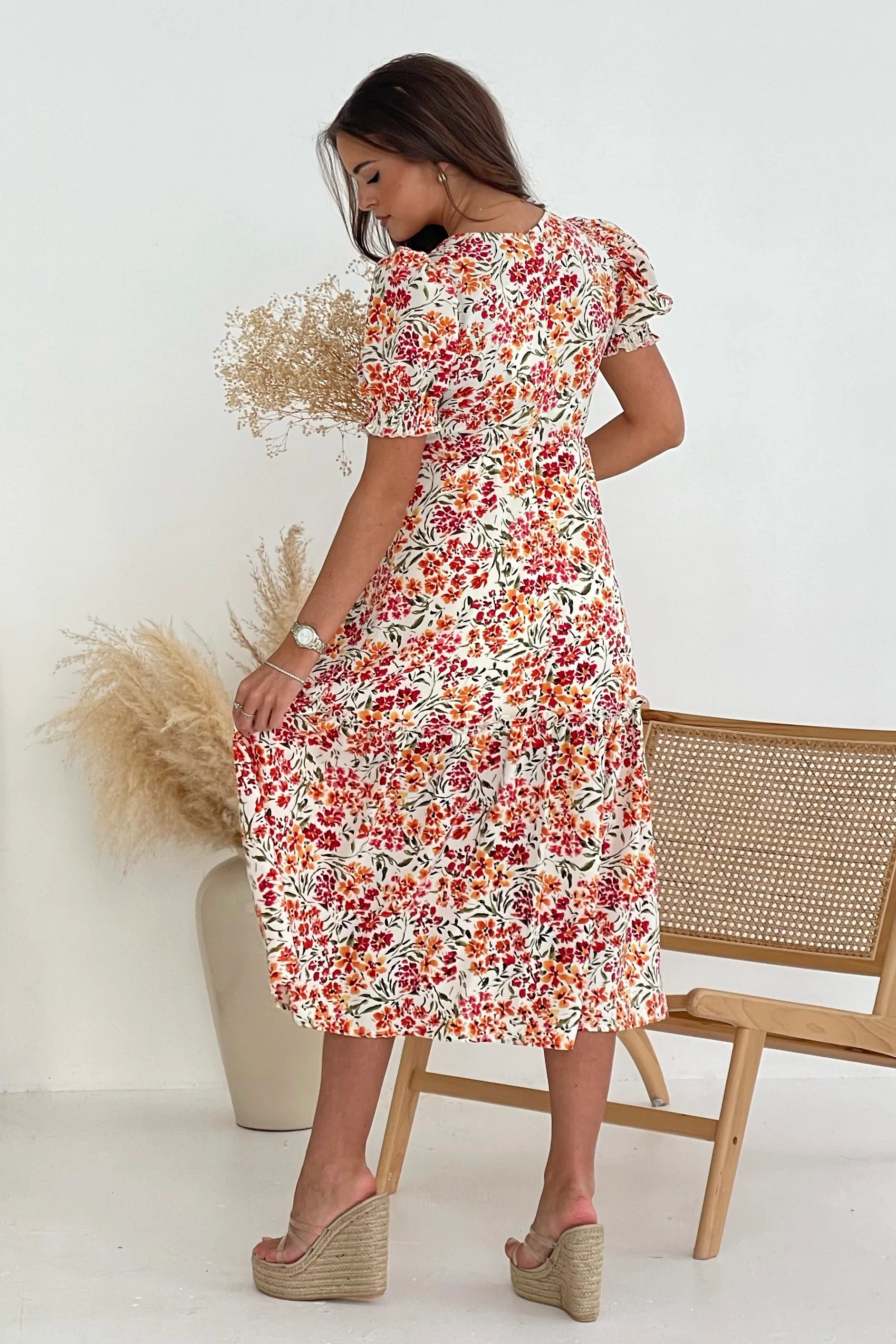Maya Wrap Tierred Midi Dress Ditsy Floral - Image 6