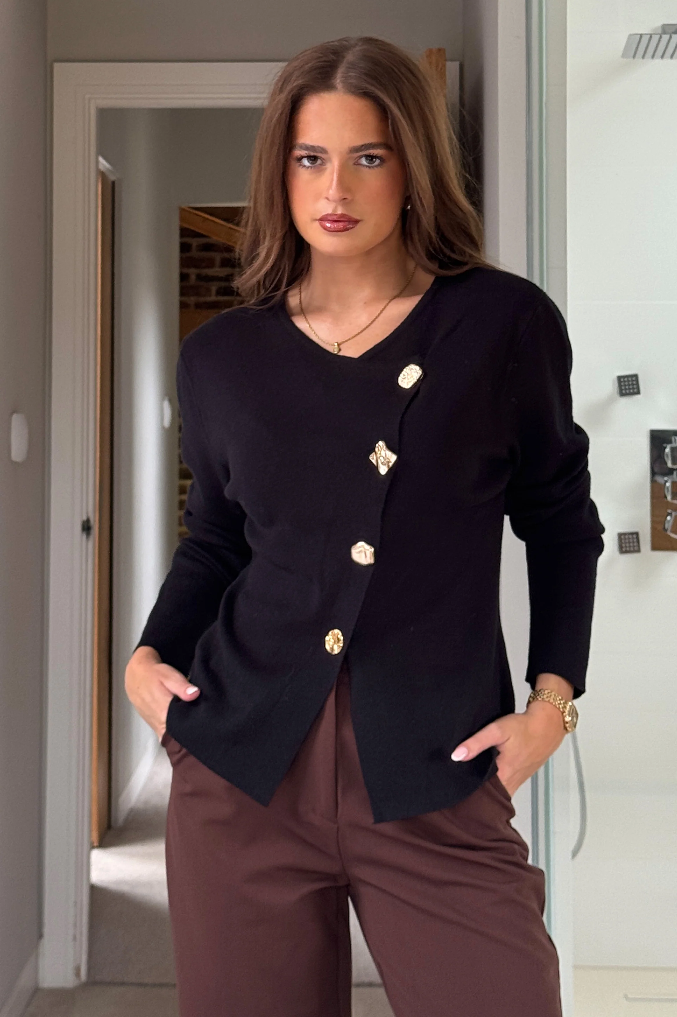 Meli Asymmetric Neckline Jumper Black - Image 3