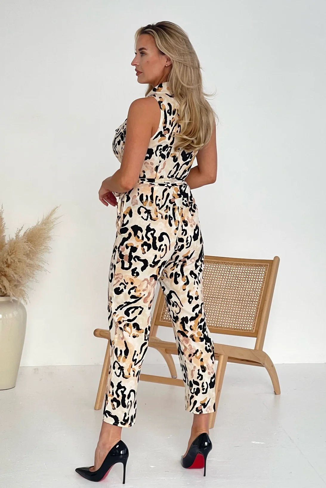 Nikki Collar Utility Jumpsuit Beige - Image 5