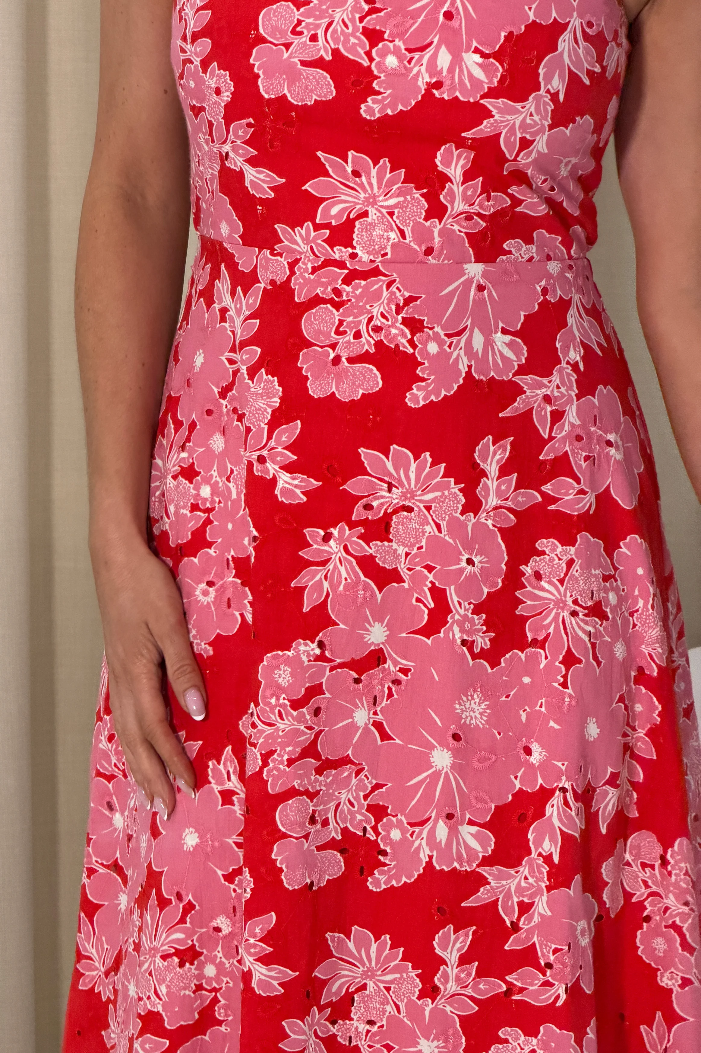 Orla Broderie Anglaise Maxi Dress Pink - Image 3