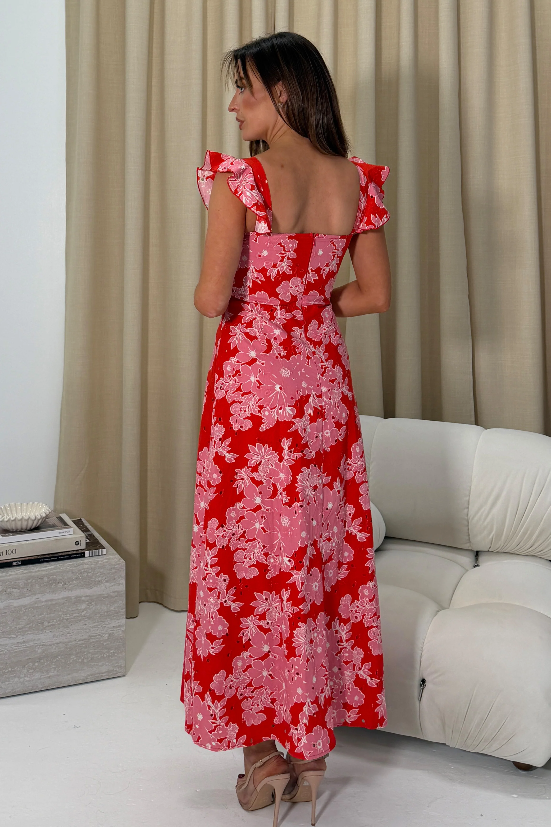 Orla Broderie Anglaise Maxi Dress Pink - Image 5