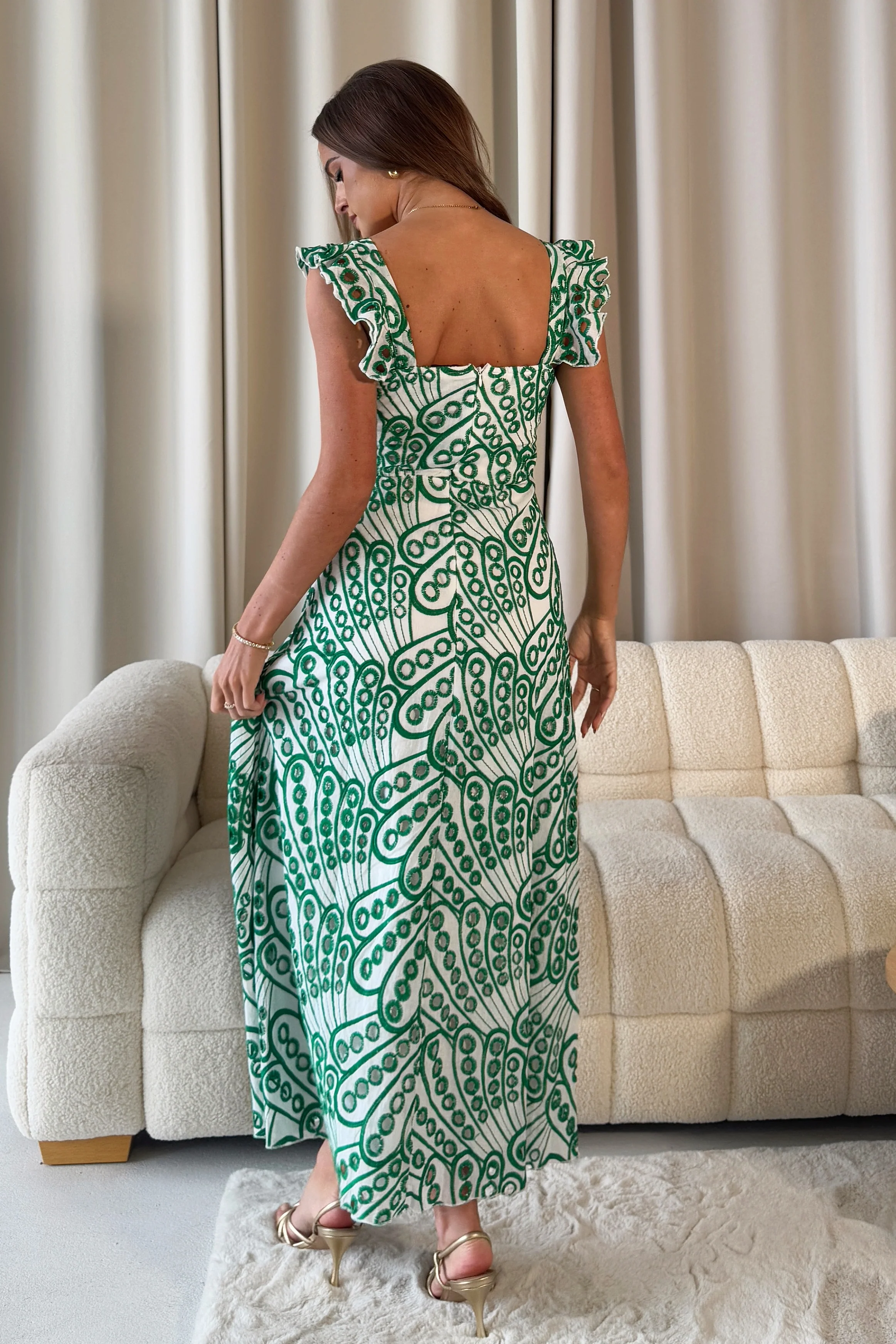 Orla Green Broderie Anglaise Maxi Dress - Image 5