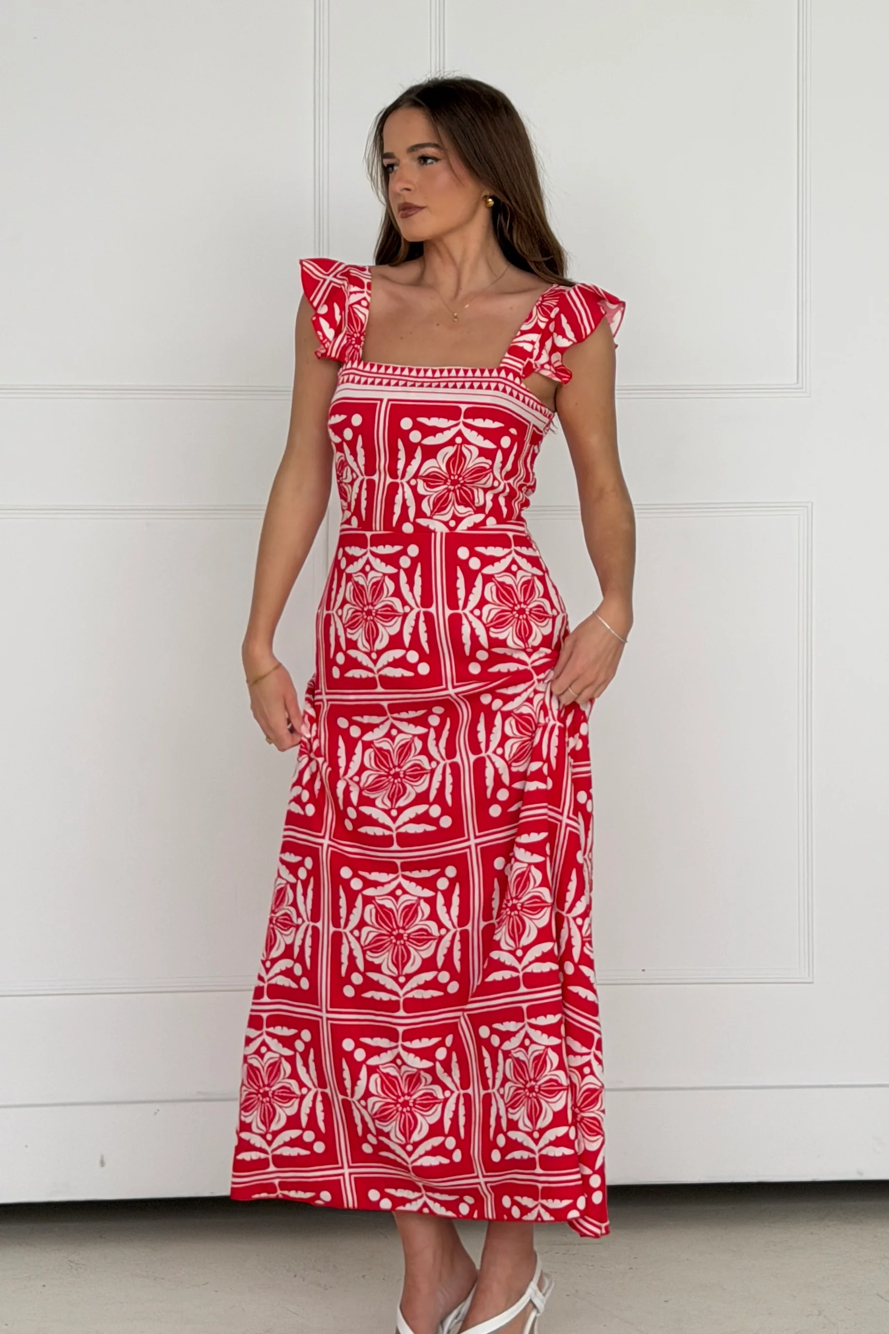 Orla Maxi Dress Red Print - Image 4