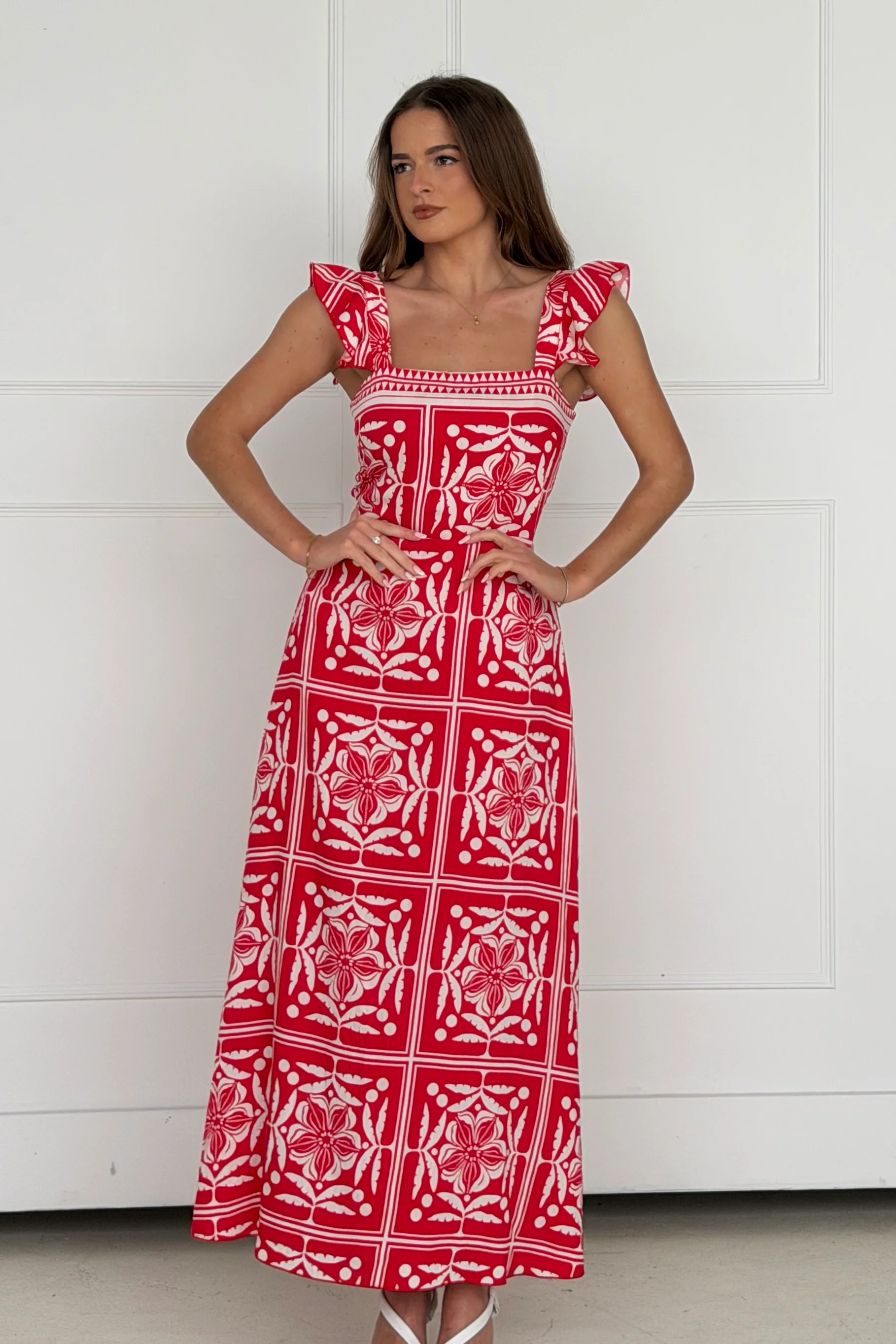 Orla Maxi Dress Red Print - Image 5