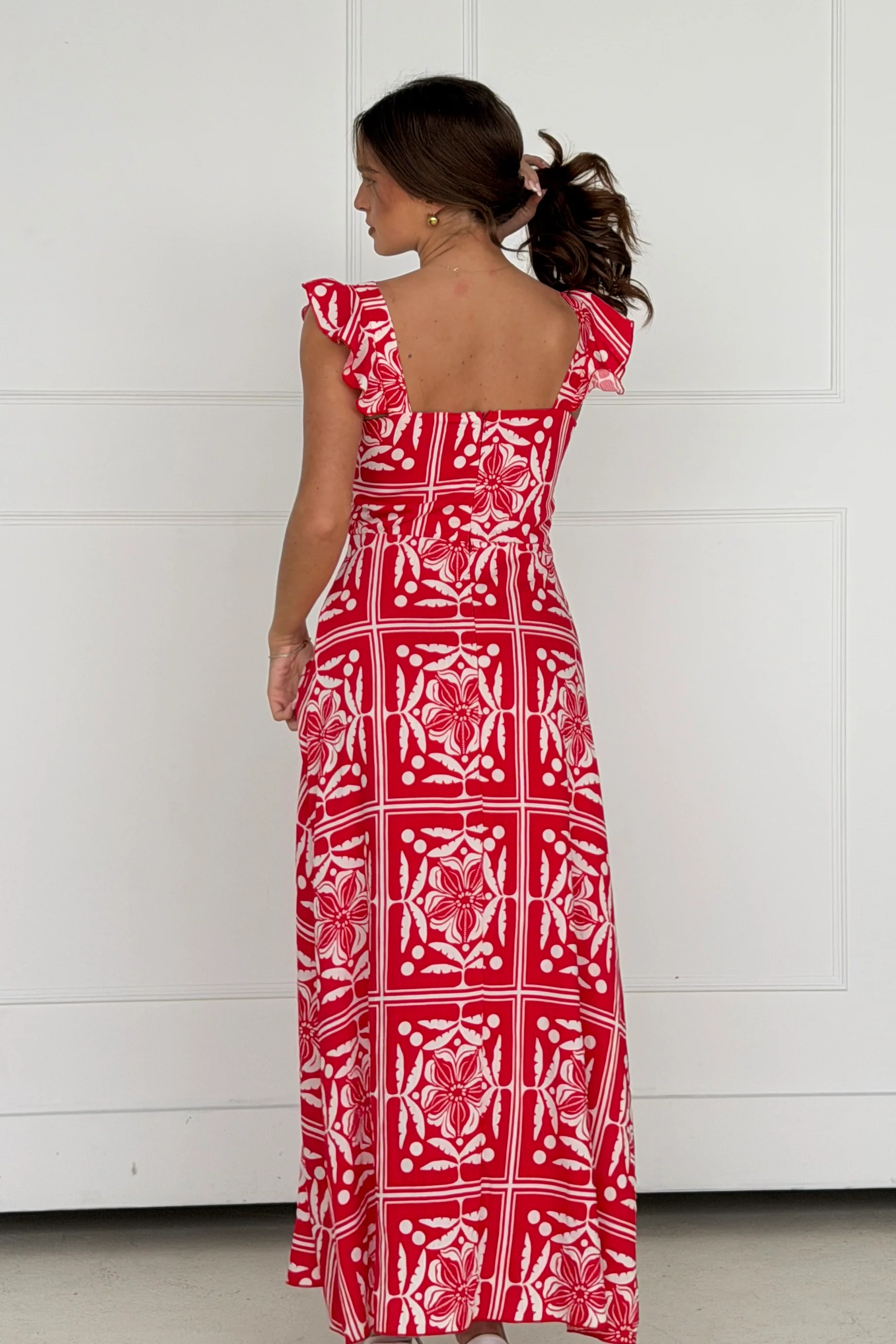 Orla Maxi Dress Red Print - Image 6