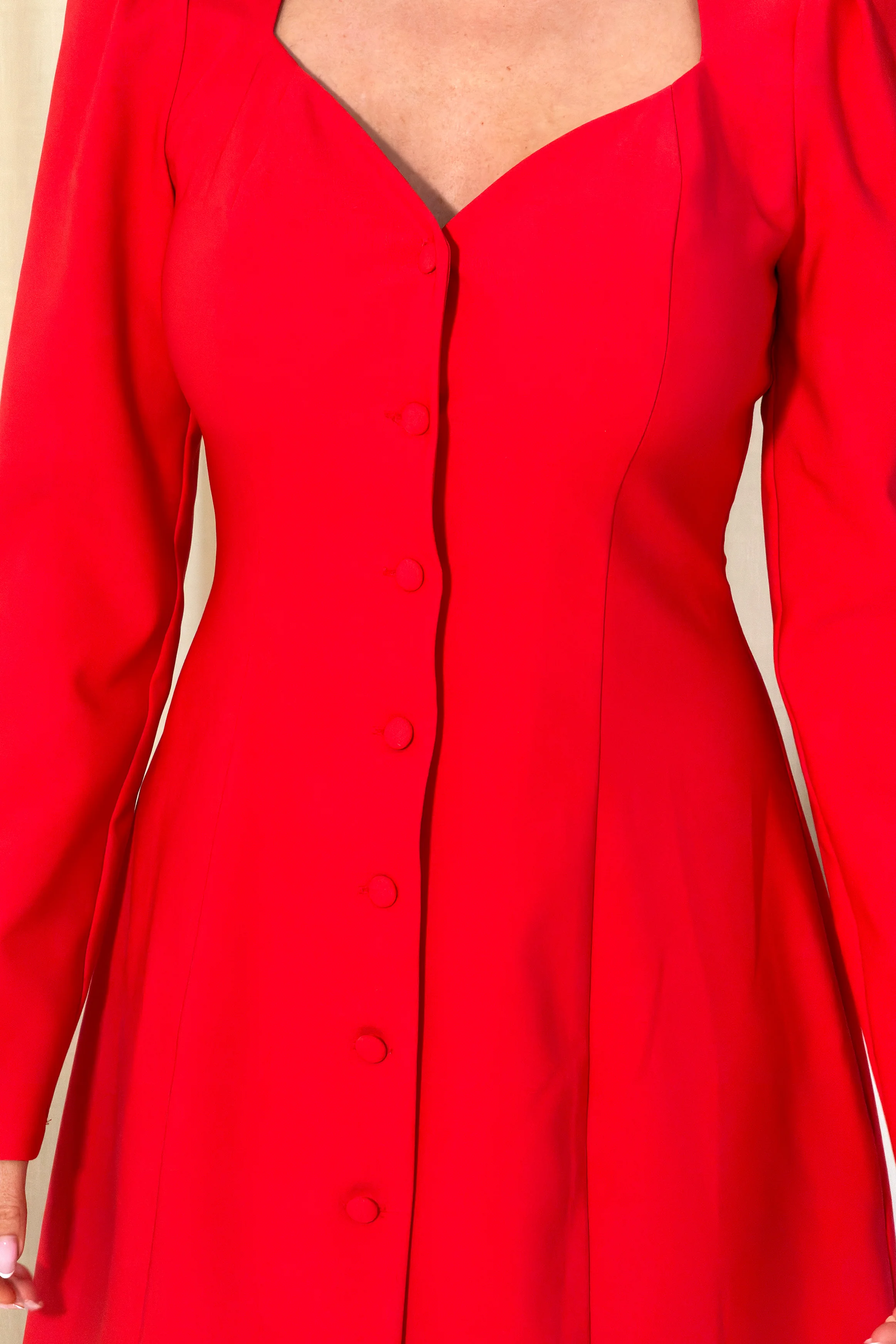 Petra Tailored Button Up Mini Dress Red - Image 2