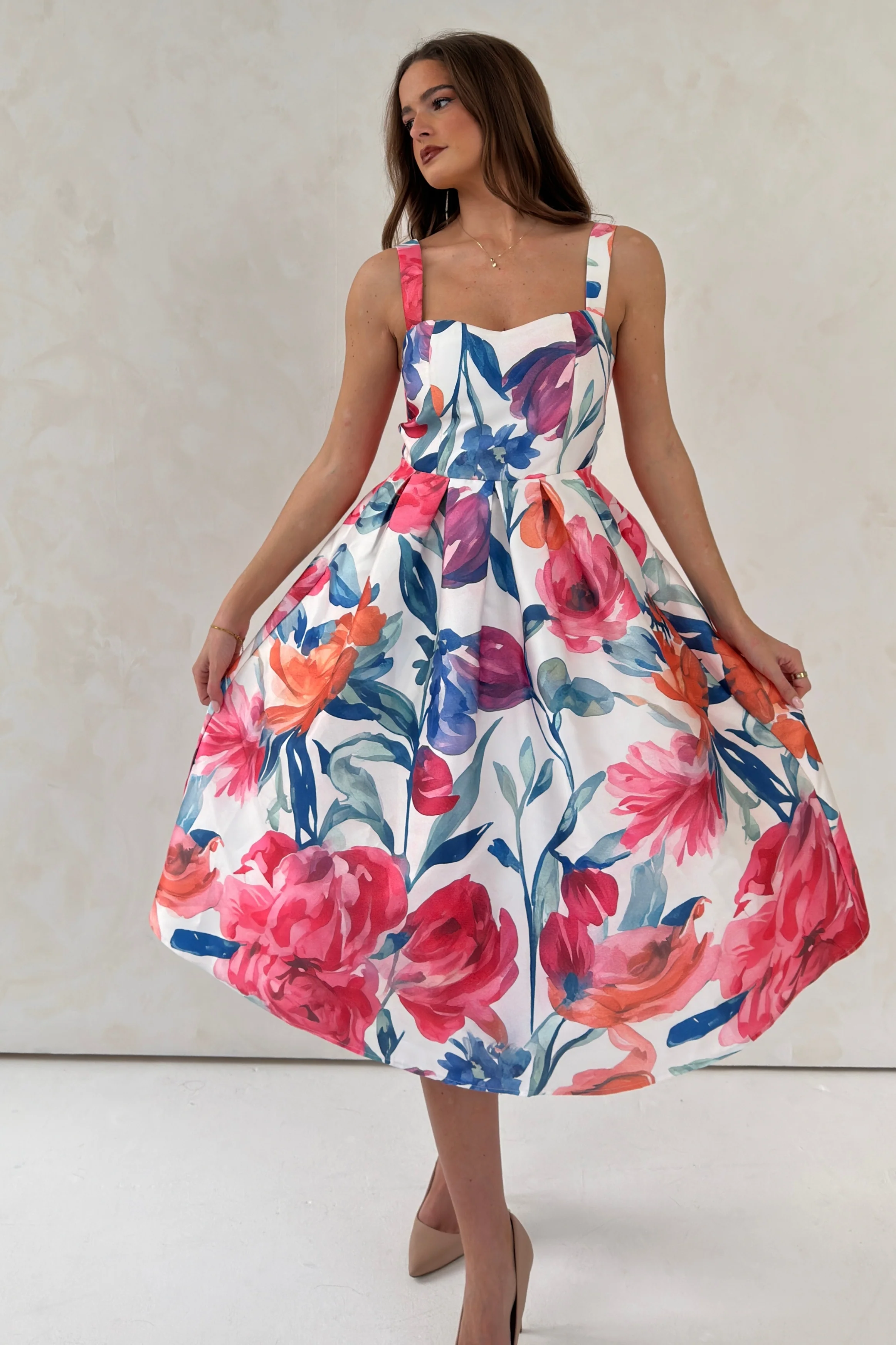 Raisa Strappy Sweetheart Neck Midi Dress - Image 3