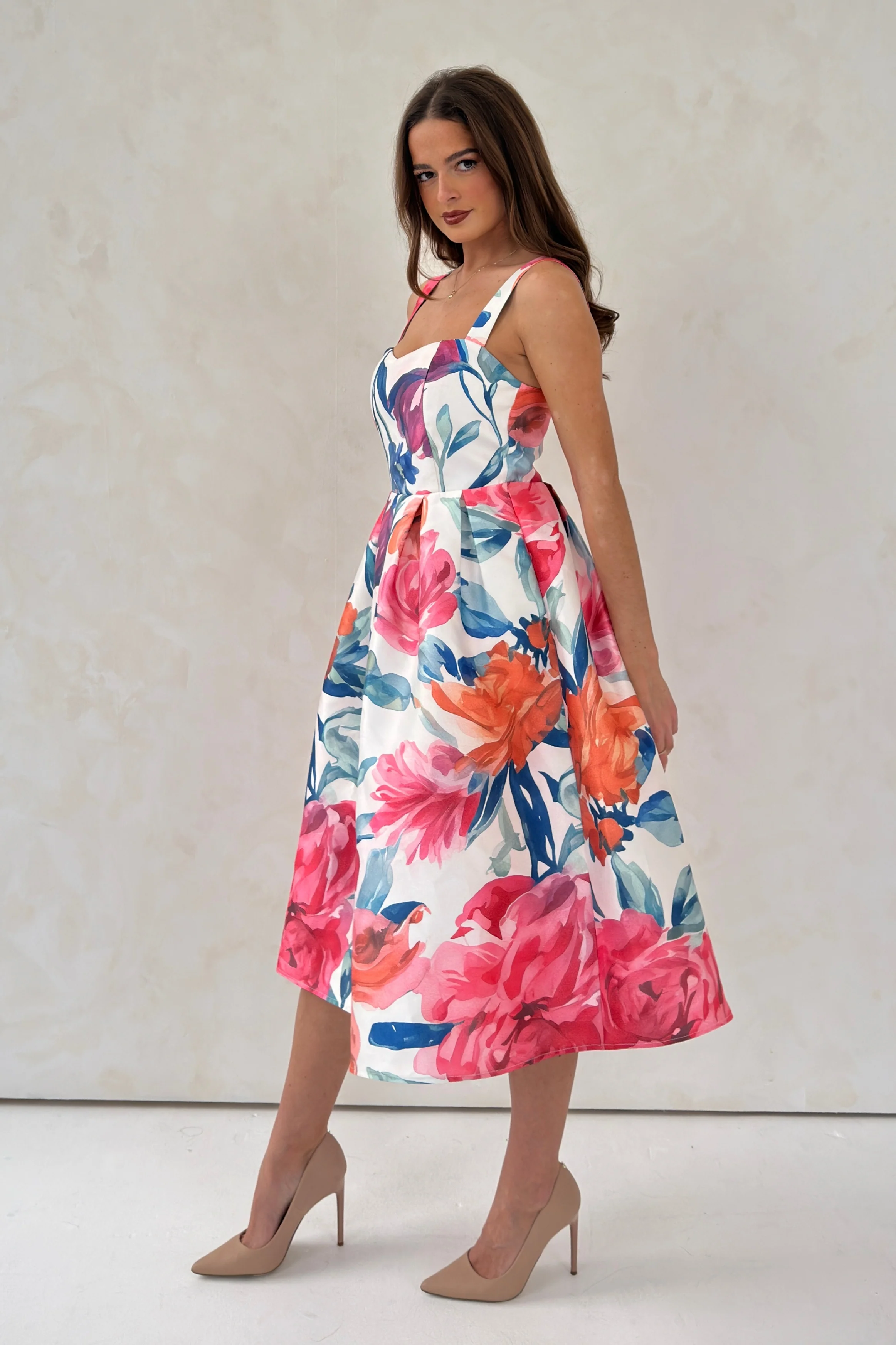 Raisa Strappy Sweetheart Neck Midi Dress - Image 4