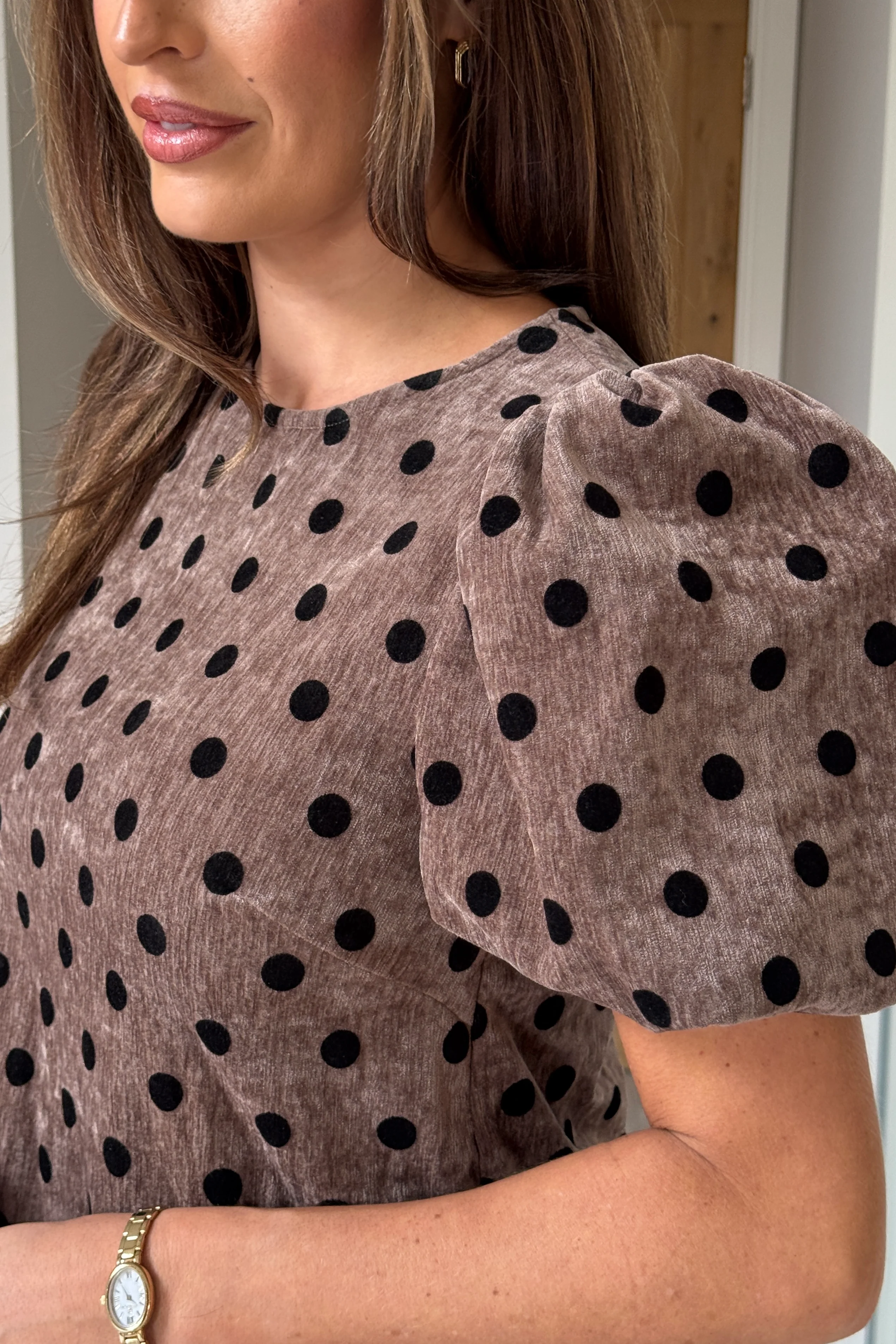Reda Round Neck Puff Sleeve Mini Dress - Image 2