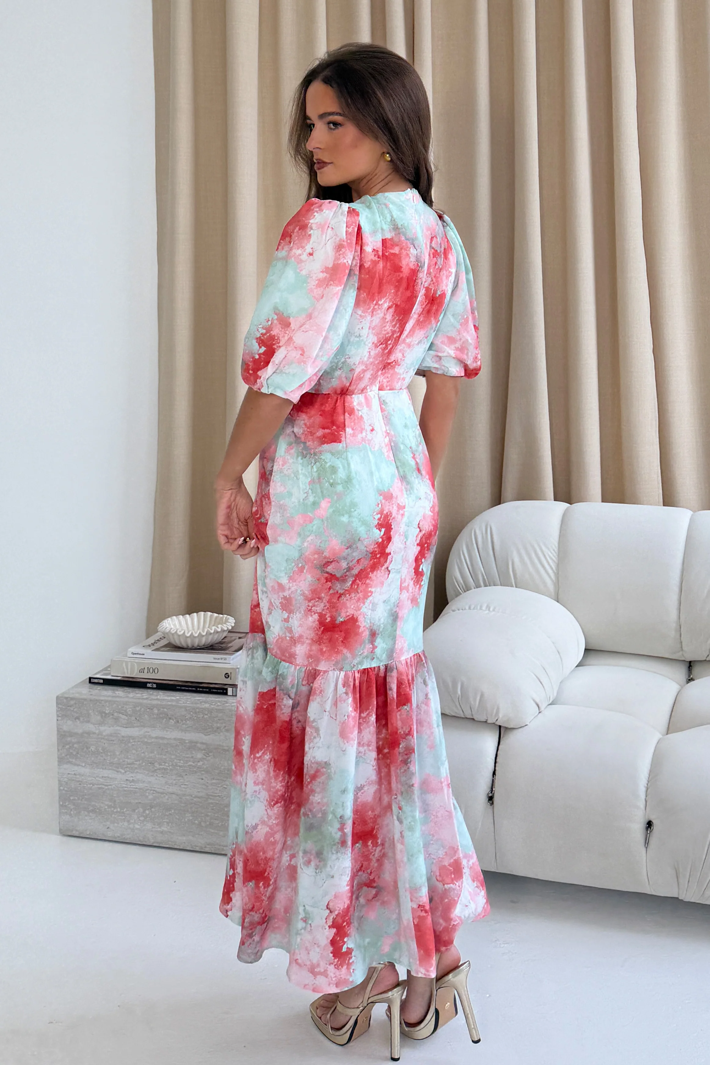 Rhoda Wrap Front Puff Sleeve Tiered Maxi Dress - Image 5