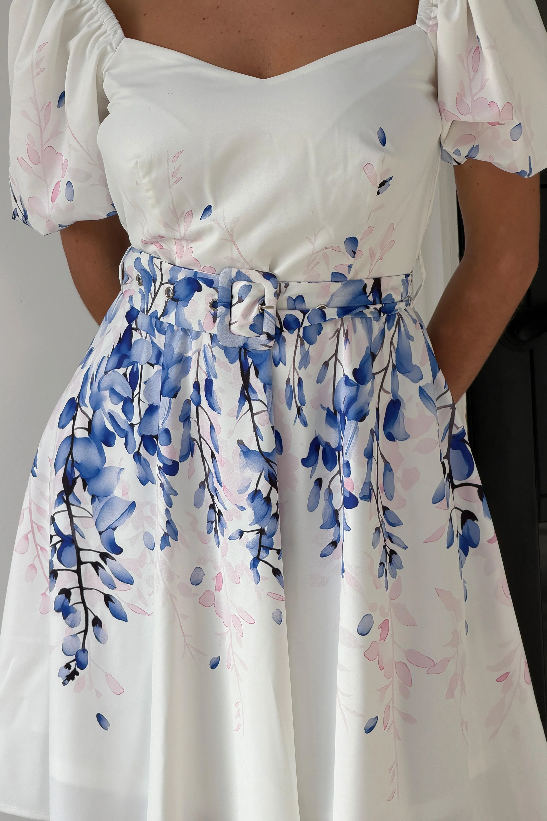 Shannon Puff Sleeve Mini Dress Blue - Image 2