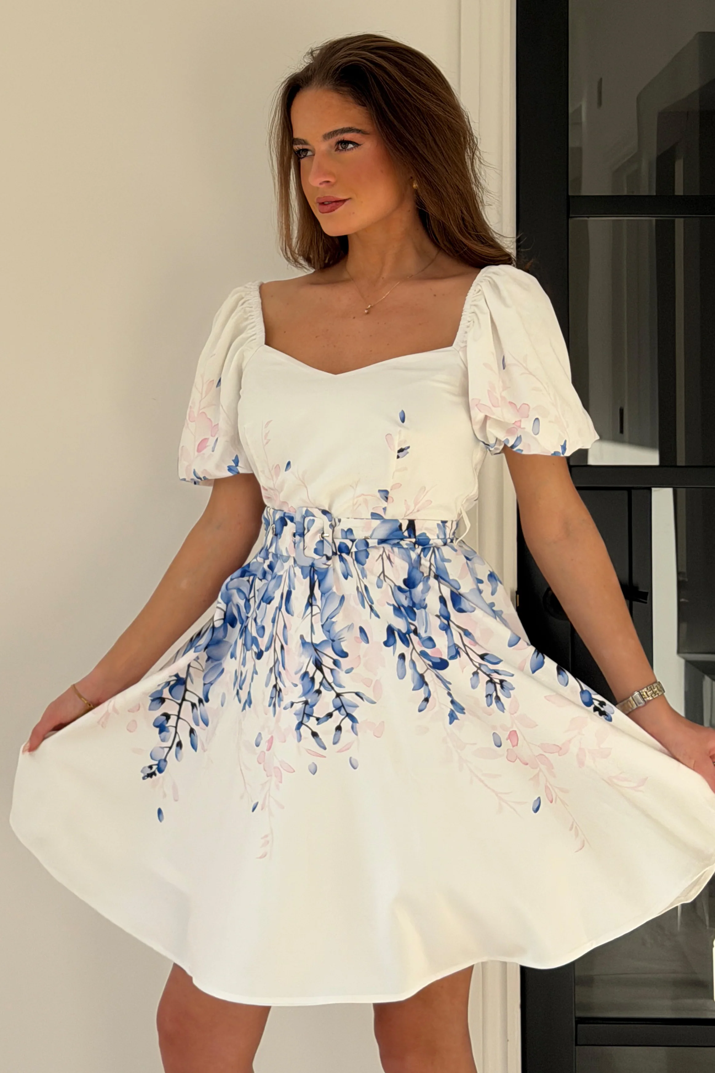 Shannon Puff Sleeve Mini Dress Blue - Image 5
