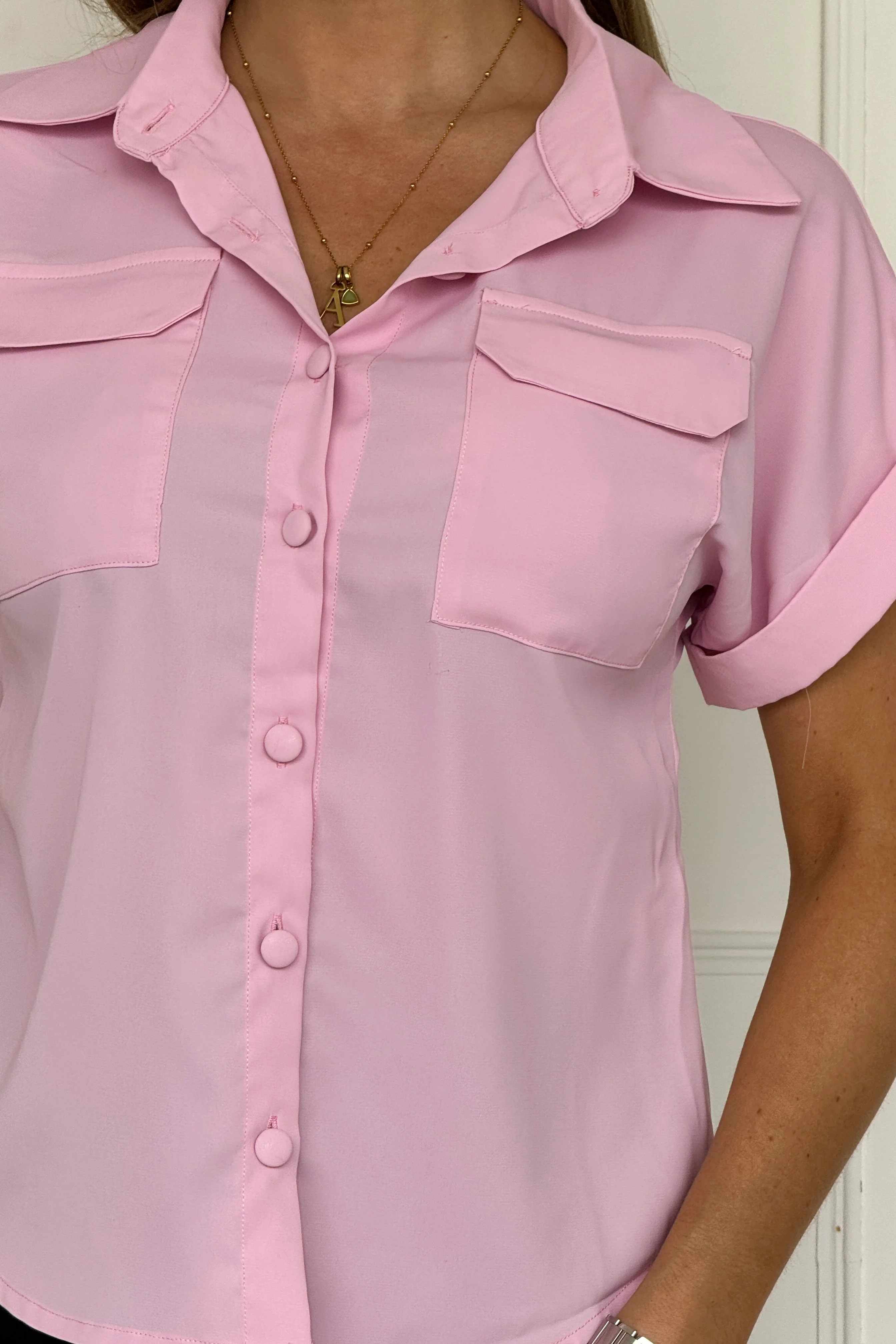 Jane Short Sleeve Shirt Pink - Image 2