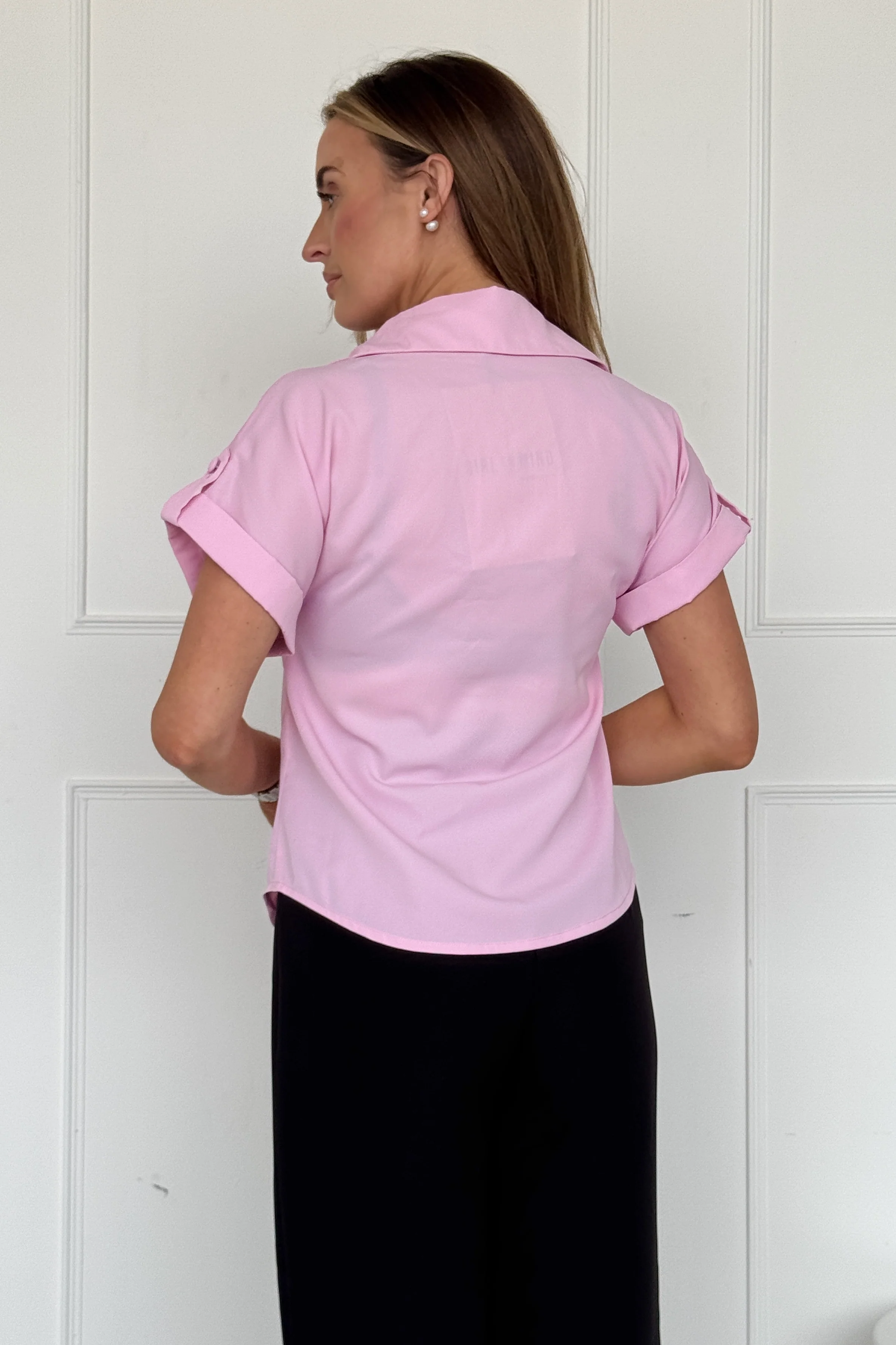 Jane Short Sleeve Shirt Pink - Image 5