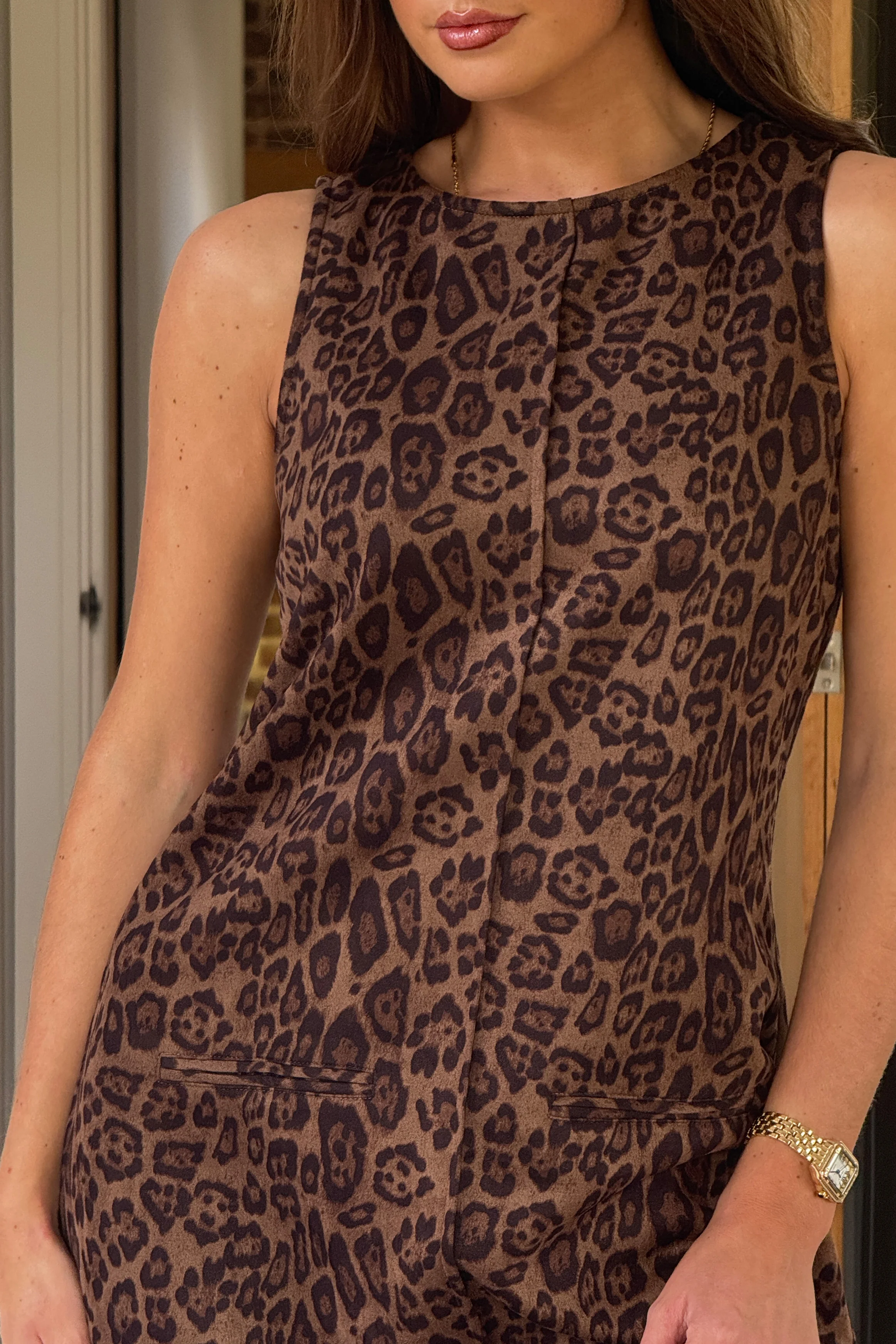 Sigrid Sleeveless Leopard Shift Dress - Image 2
