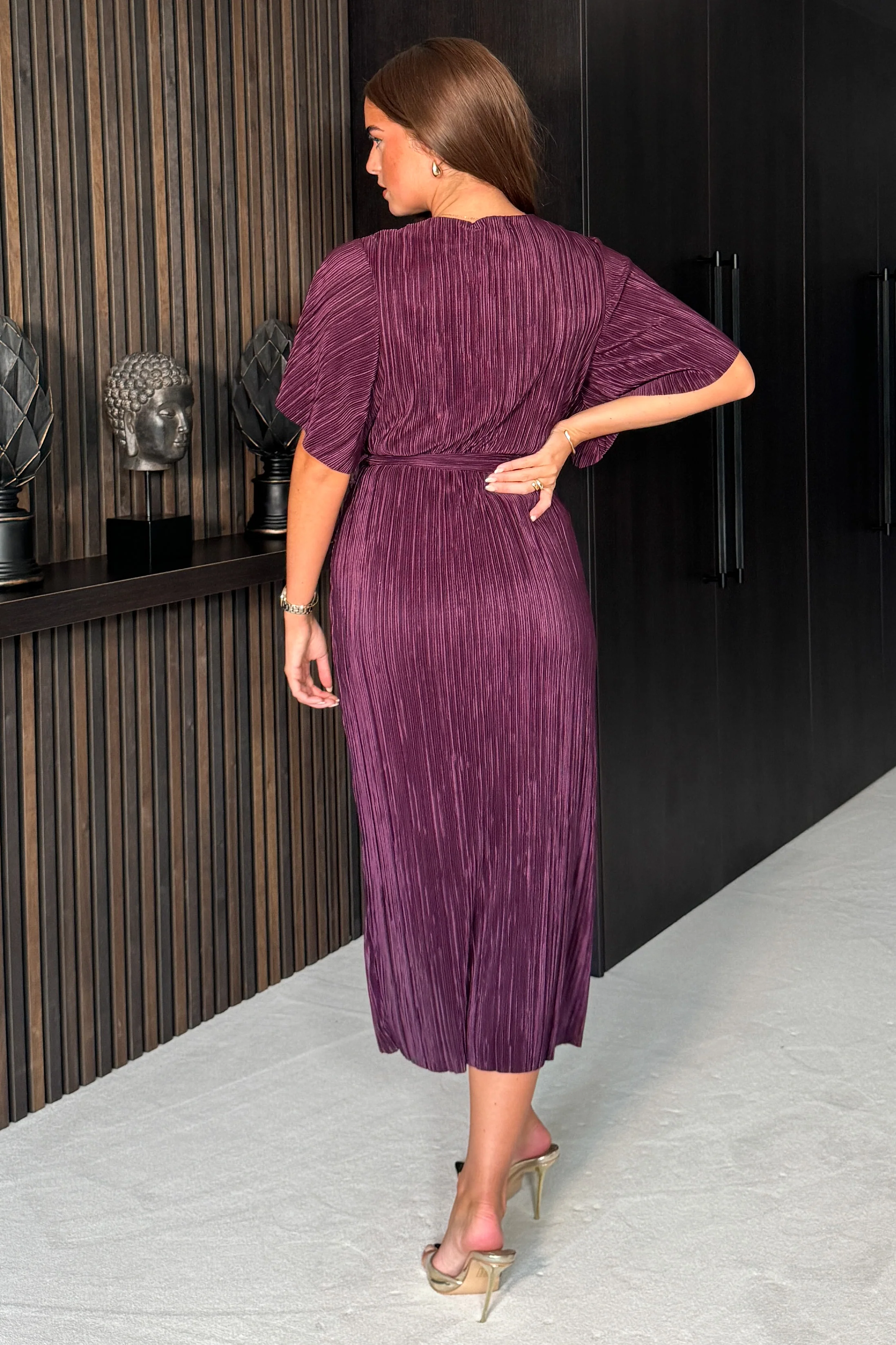 Tabby Plum Ruched Midi Dress - Image 4