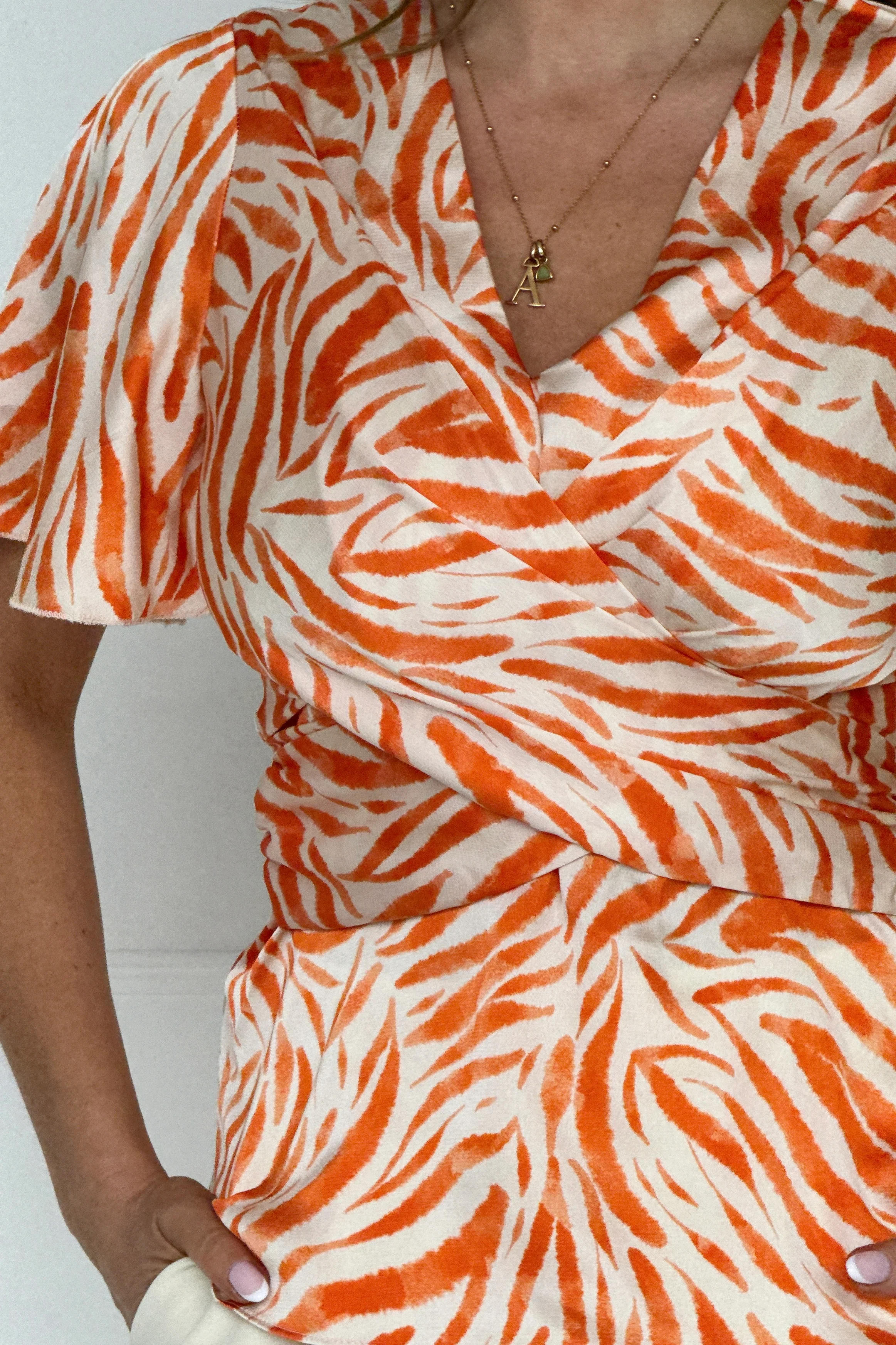 Teresa Angel Sleeve Wrap Top Orange - Image 5