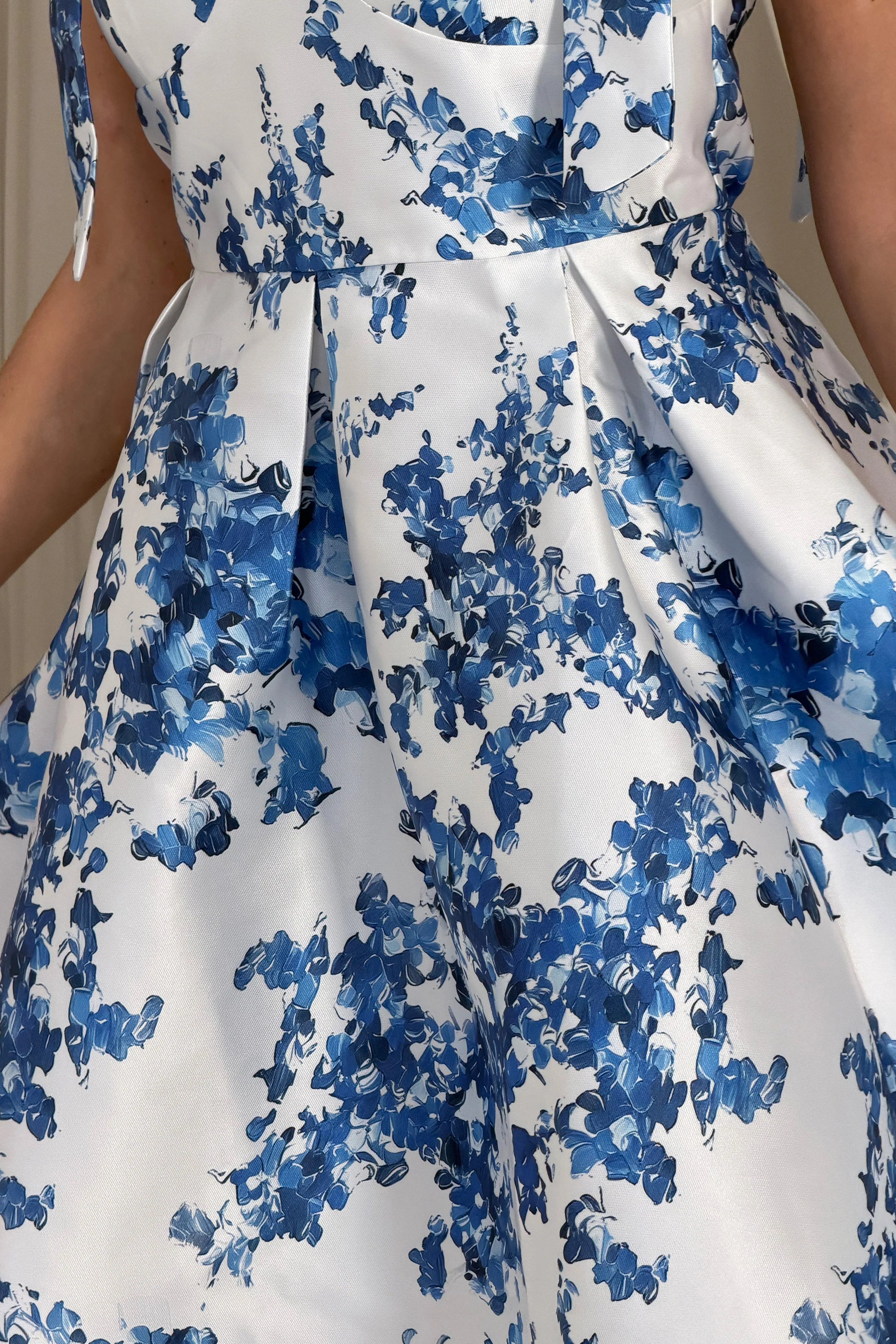 Terry Bow Detail Skater Mini Blue Floral - Image 3